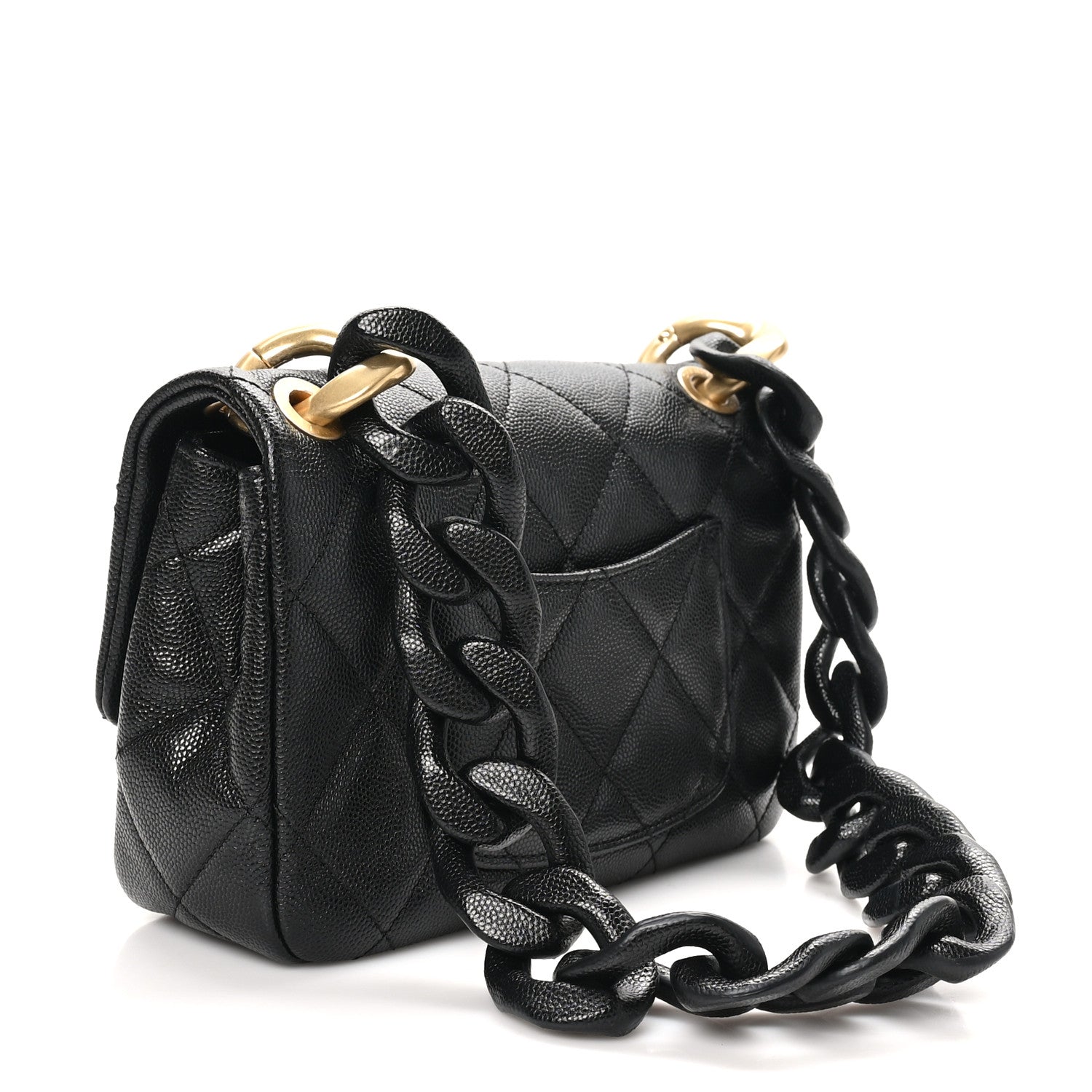 Caviar Quilted Funky Match Mini Flap Black