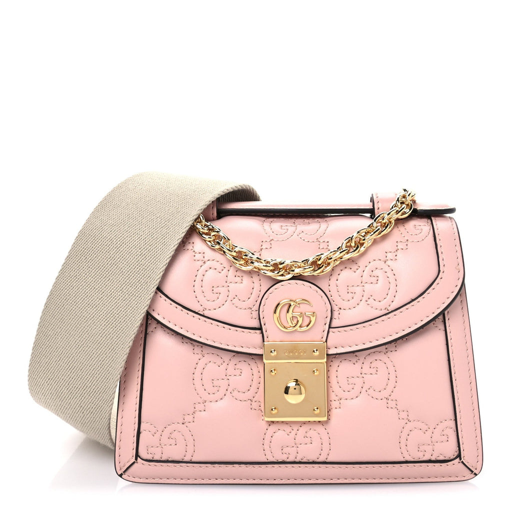 Calfskin GG Matelasse Mini Top Handle Shoulder Bag Perfect Pink Natural