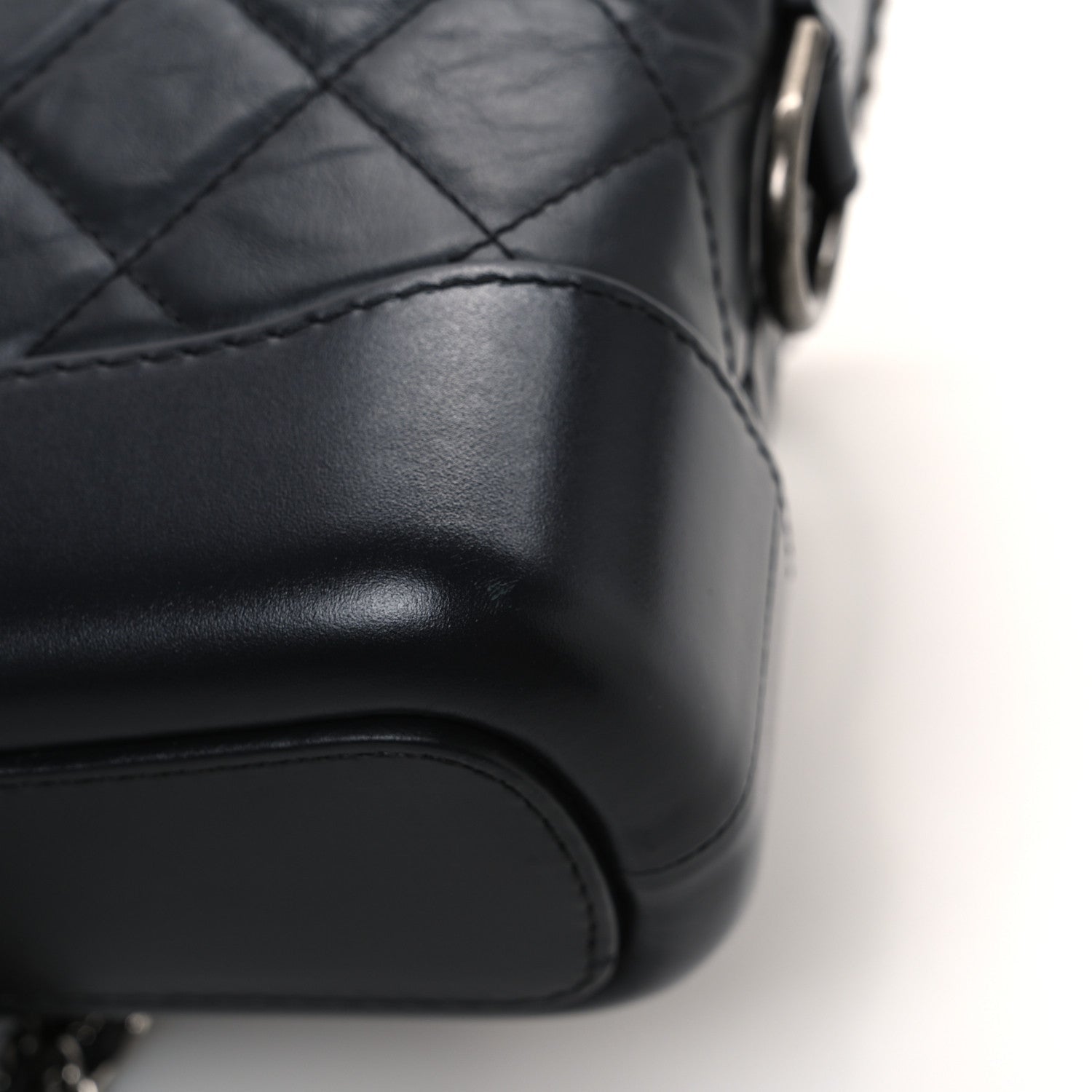 Aged Calfskin Quilted Small Gabrielle Hobo Dark Grey