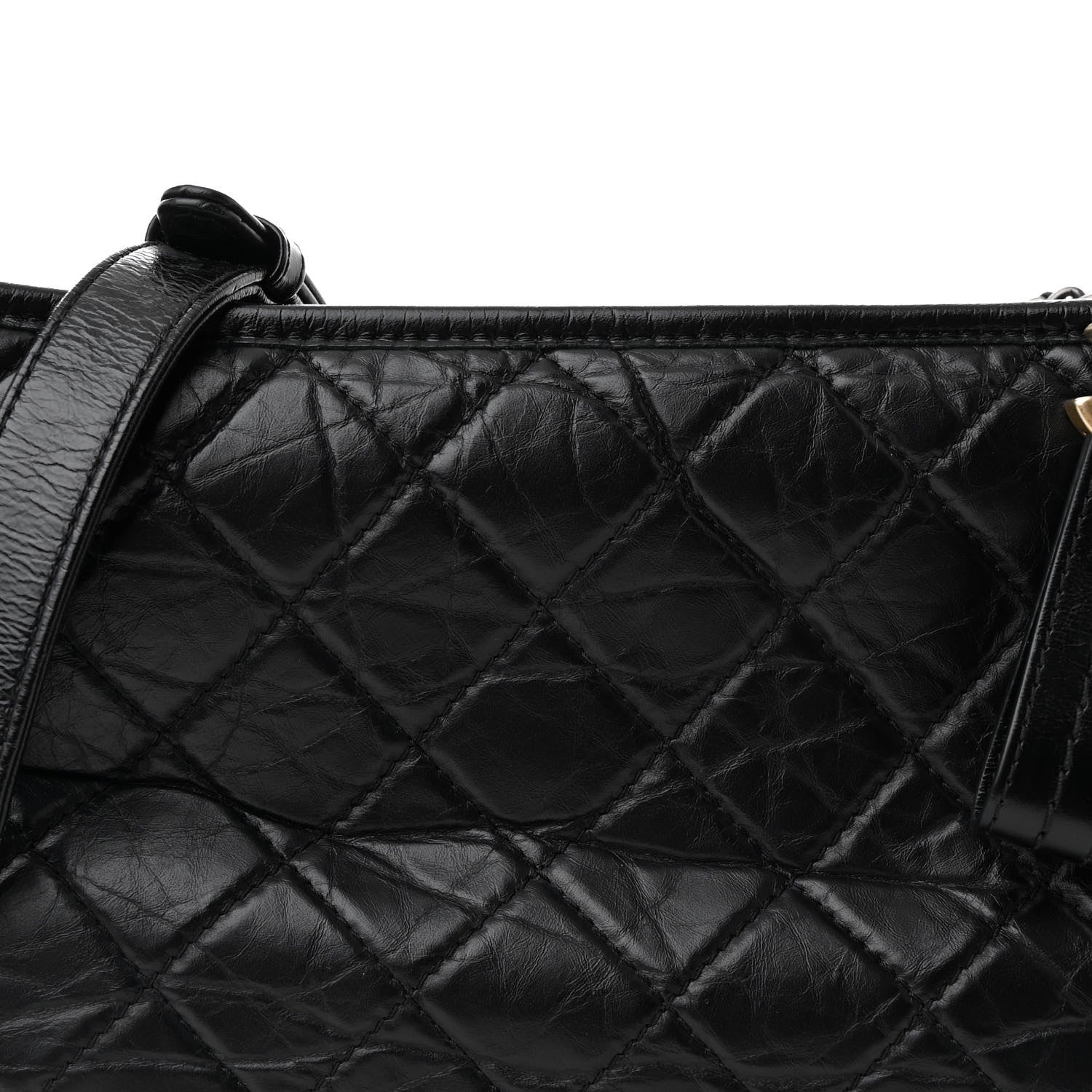 Aged Calfskin Quilted Medium Gabrielle Hobo Black