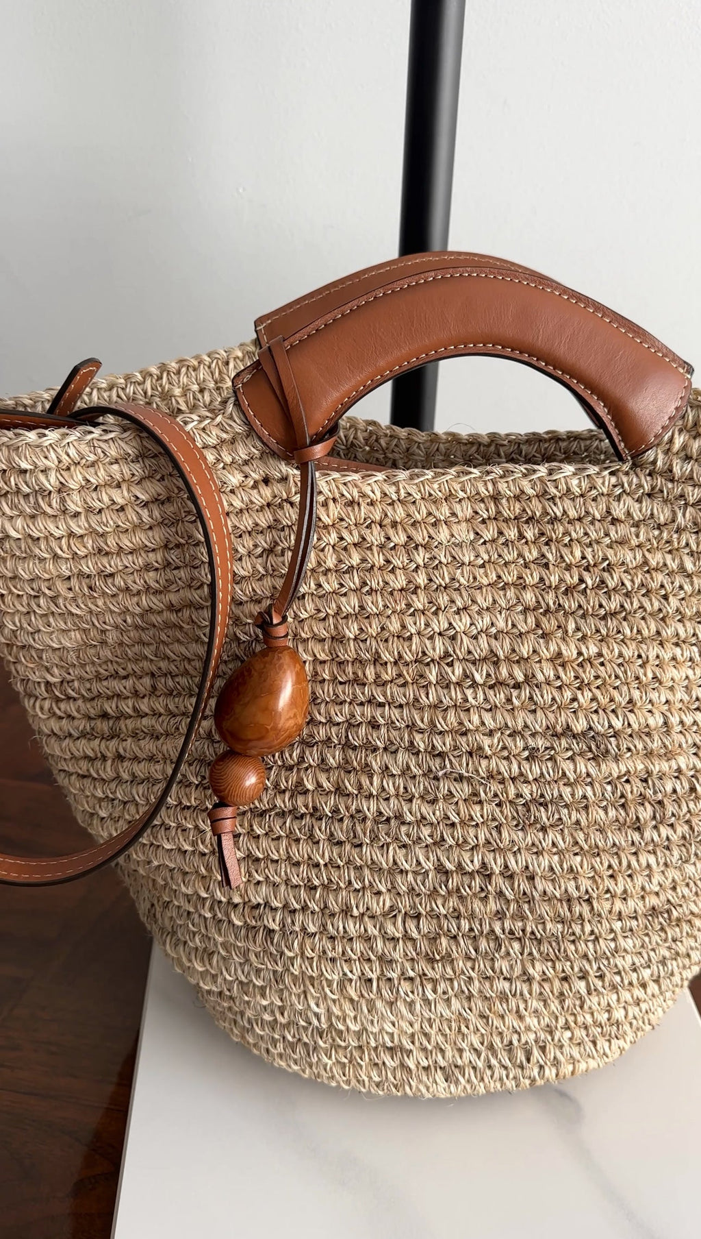 Hunting Season Natural Raffia Woven Two Way Basket Bag