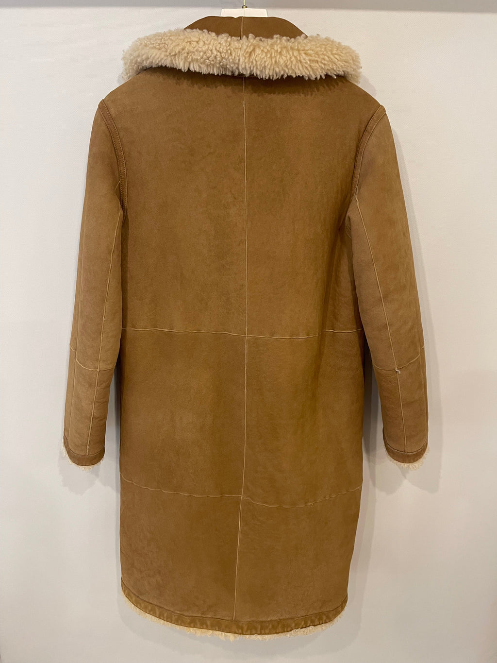 Christian Dior Beige and Cream Shearling Reversible Coat with CD Logo Detail Size FR 38 (UK 10)