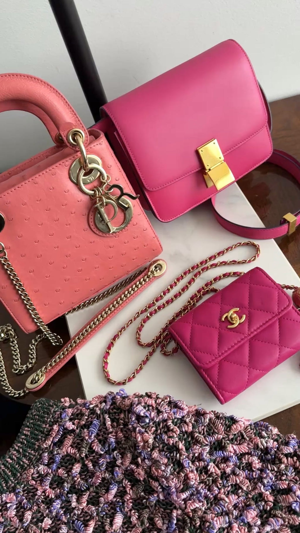 Celine Cherry Pink Leather Small Box Bag