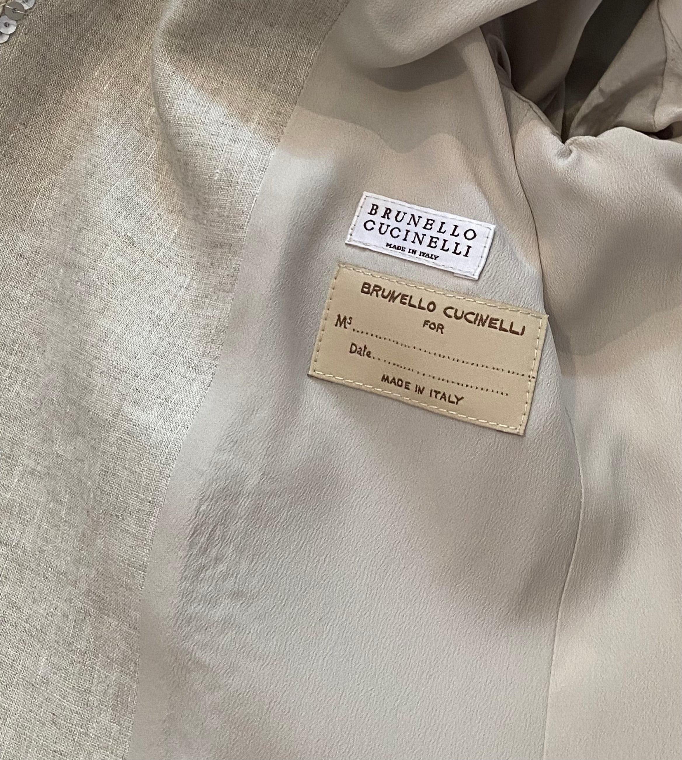 Brunello Cucinelli Grey Blue Sequin Linen Blazer - IT 42 / US 6