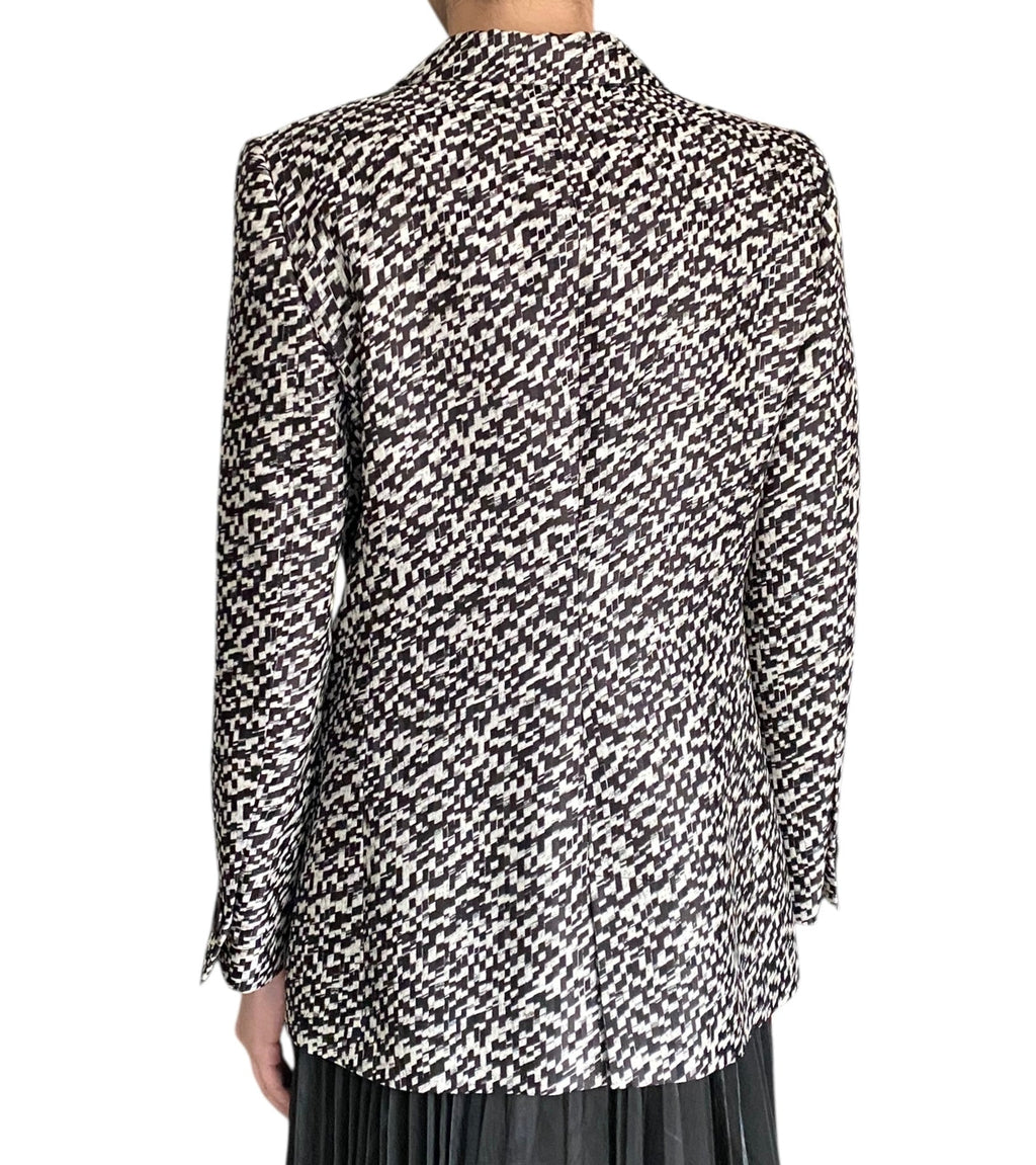 Giorgio Armani Black Silk Geo Print Blazer - 44 / US 10