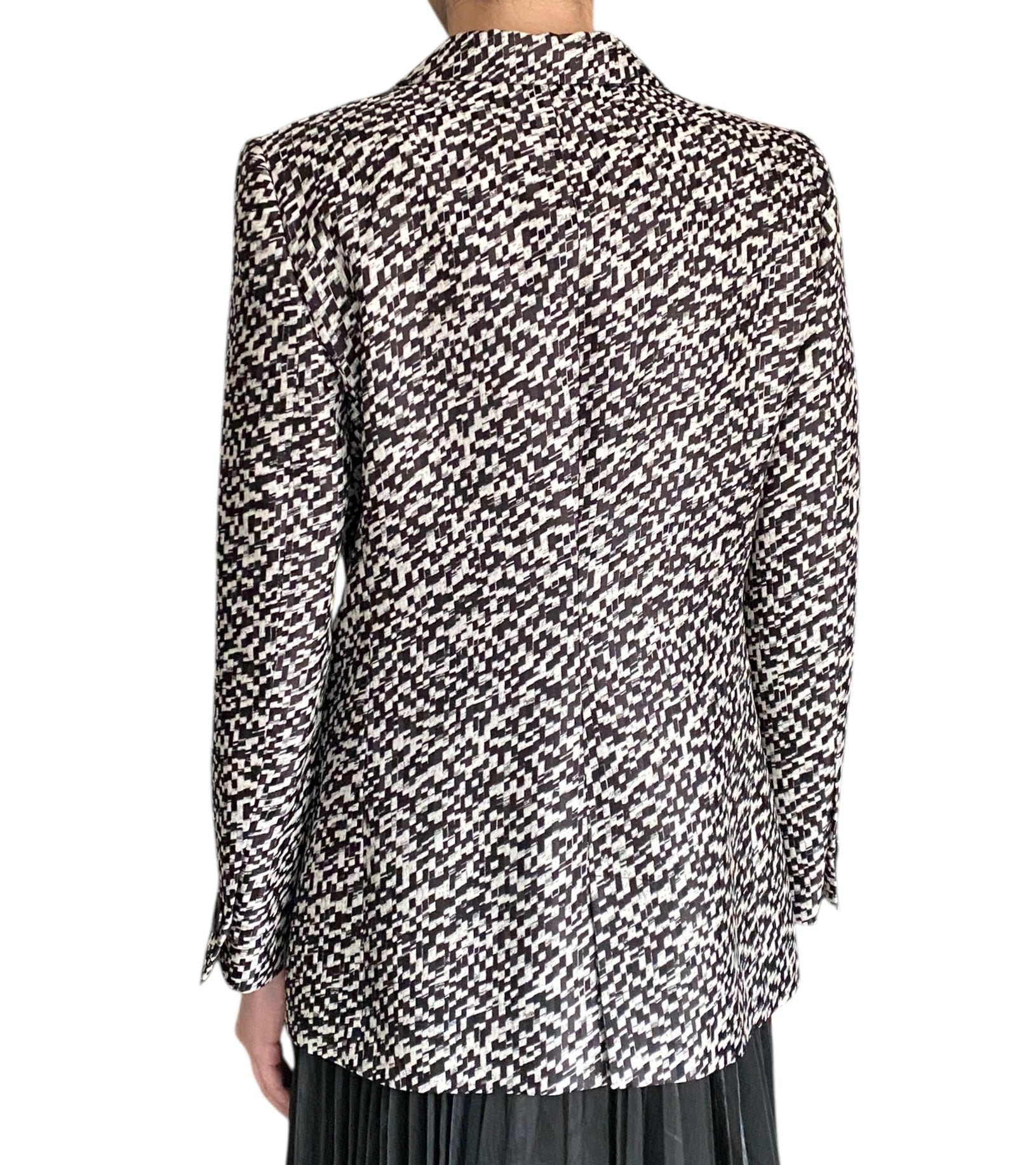 Giorgio Armani Black Silk Geo Print Blazer - 44 / US 10