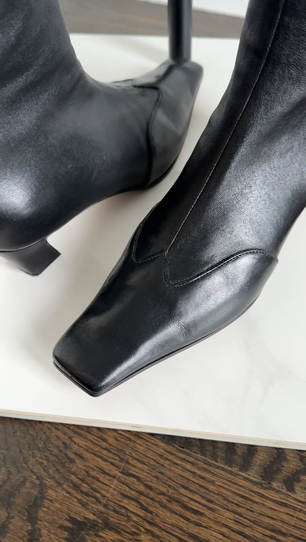 Khaite Black Leather 40mm Nevada Stretch Ankle Boot - 37