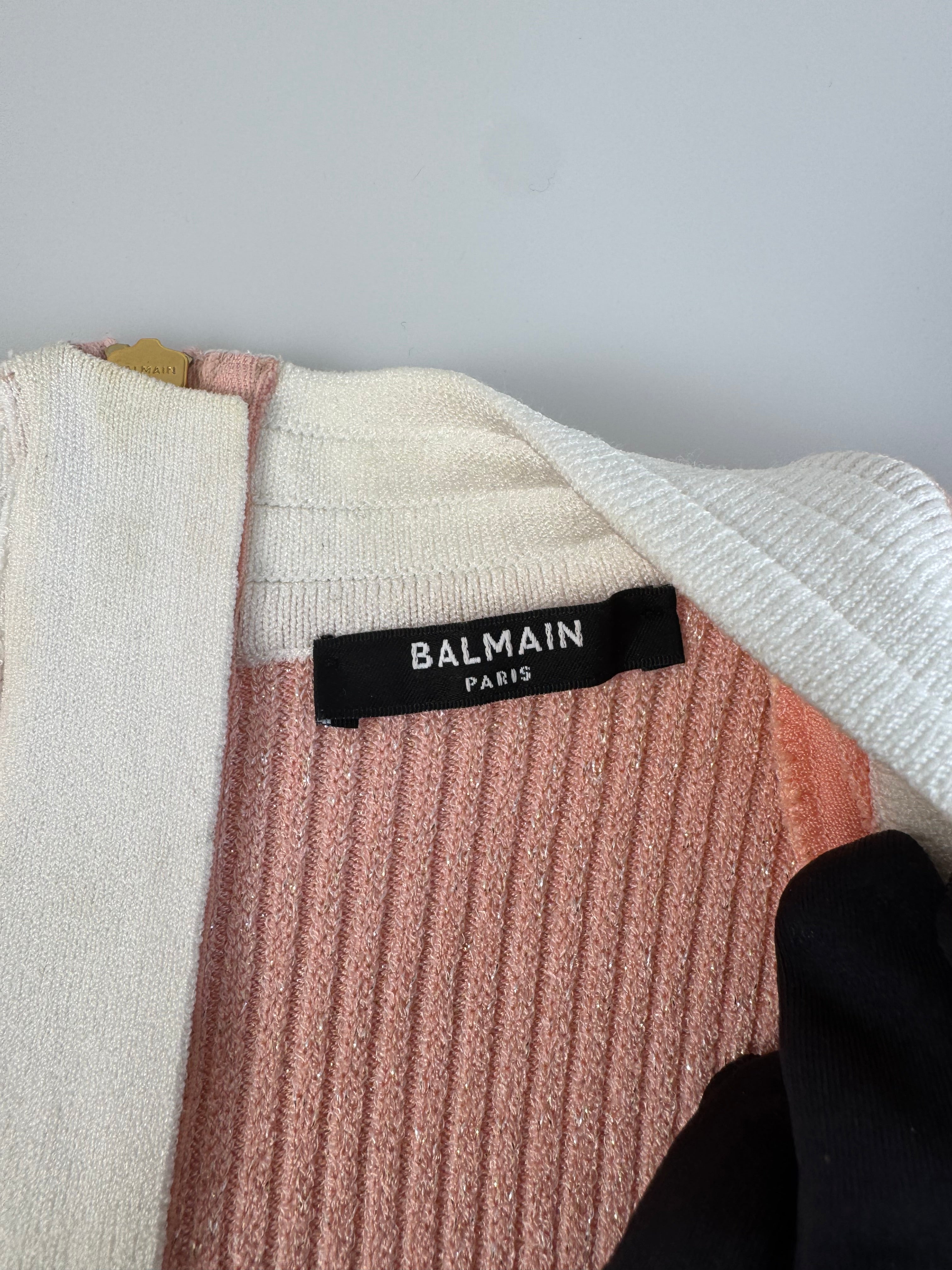 Balmain pink white dress FR 34