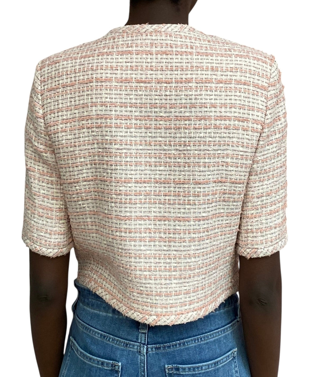 Versace Pink Cropped Tweed Jacket - 40