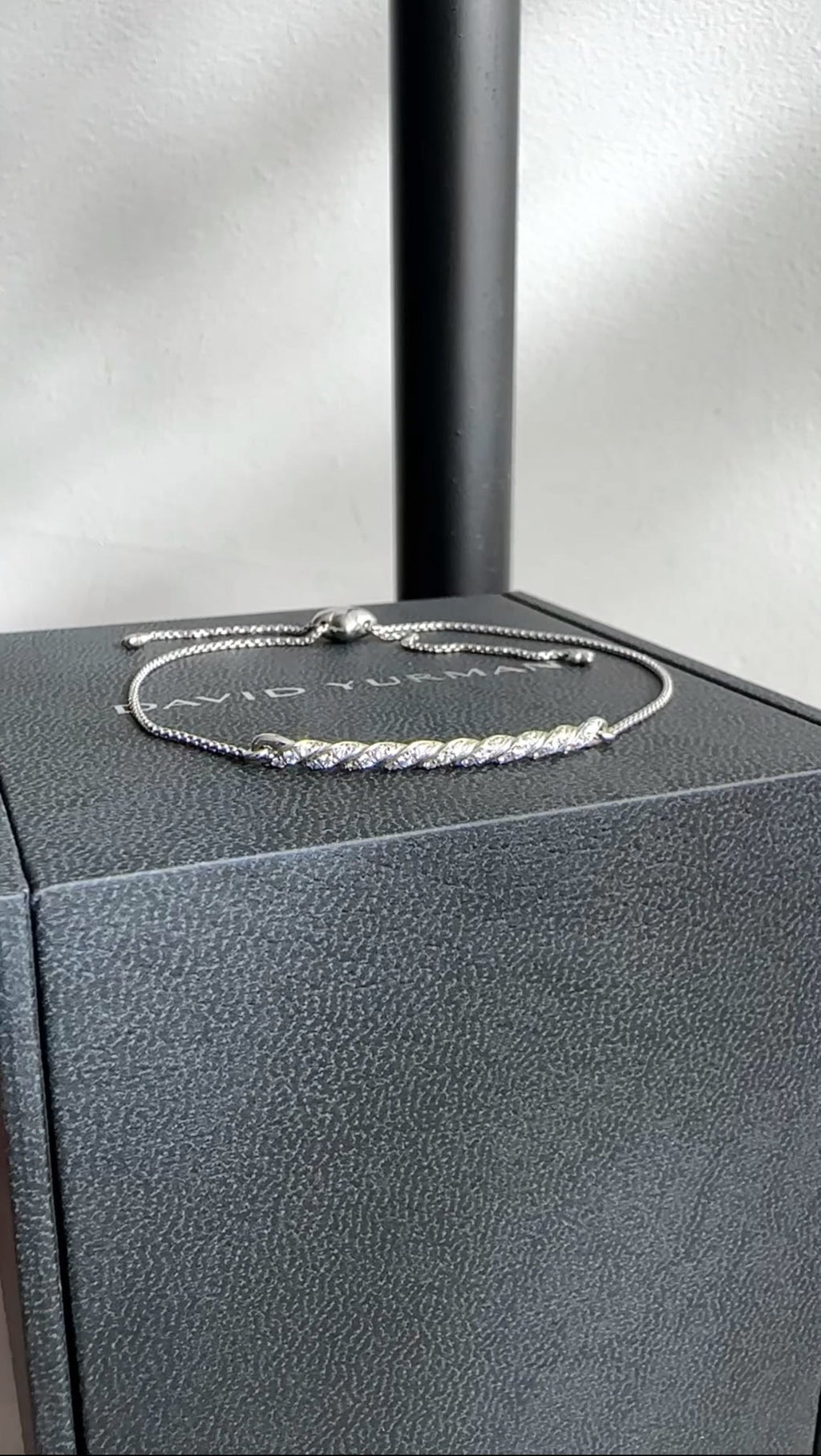 David Yurman 18k White Gold and Diamond Paveflex Slide Bracelet