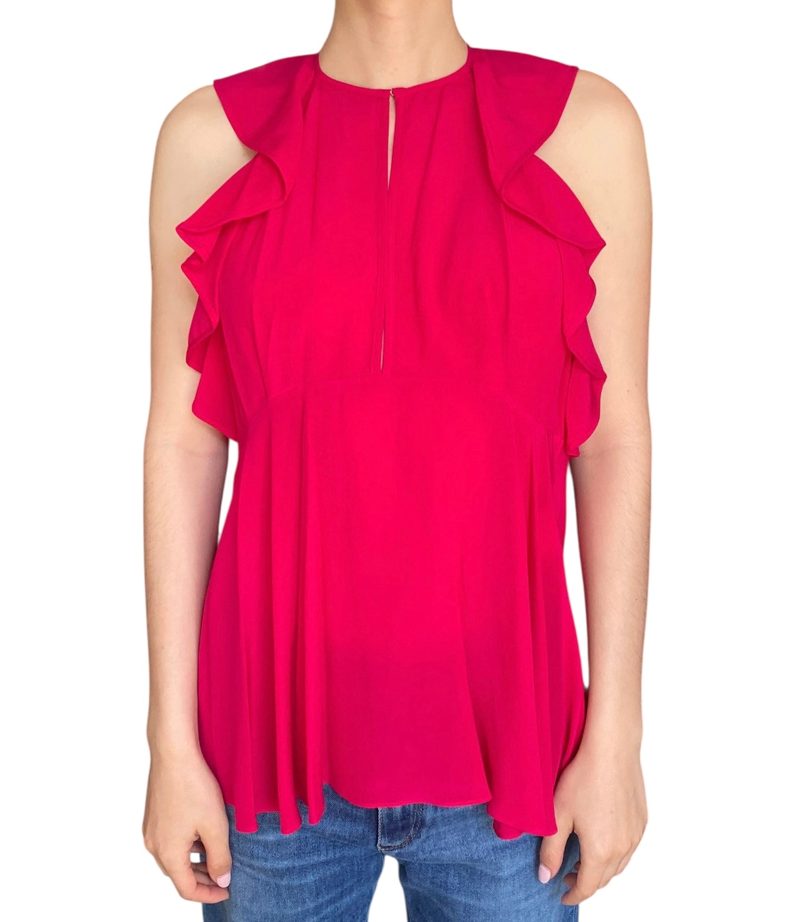 Givenchy Pink Silk Ruffle Tank - 38 / US 4