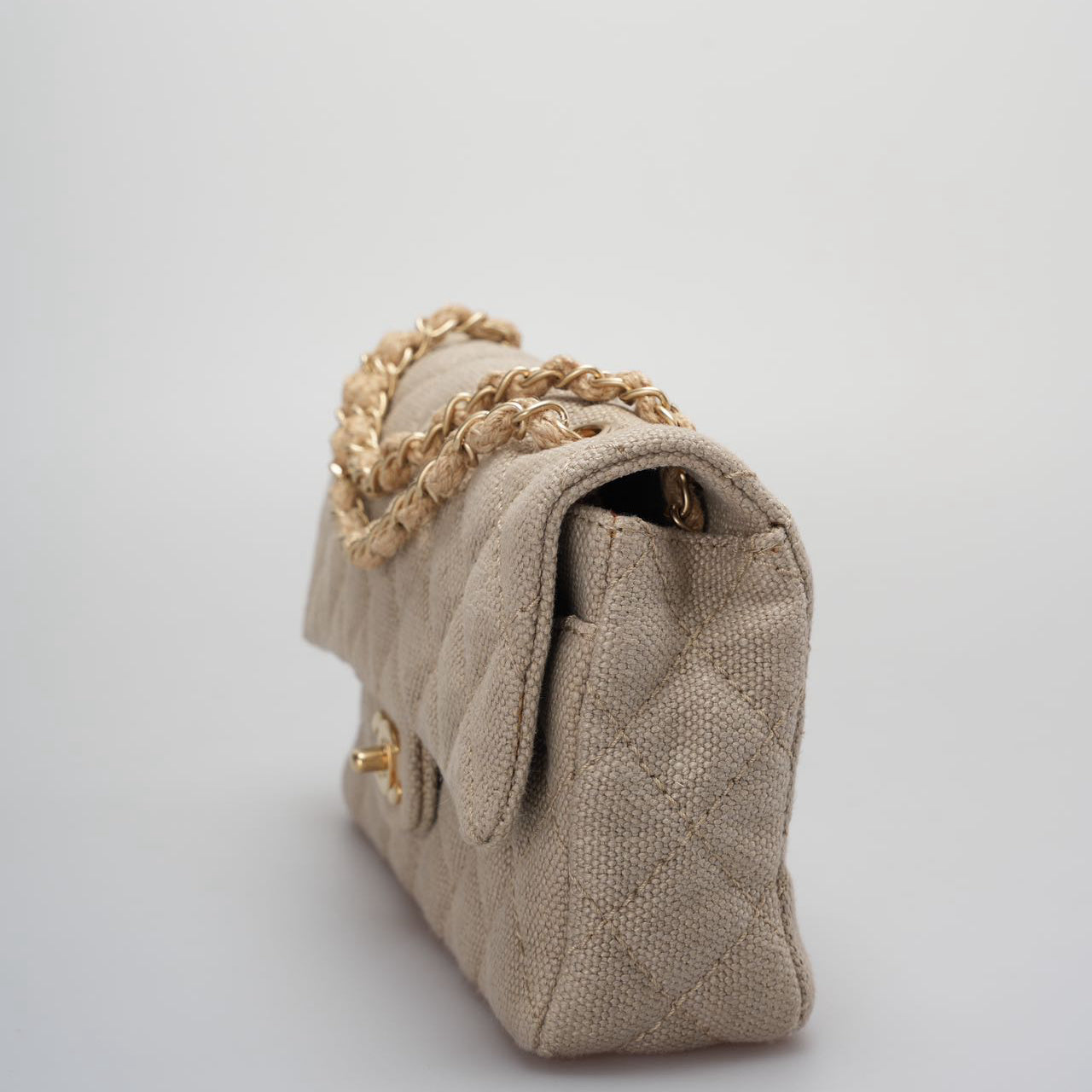 Chanel Linen Timeless Quilted Medium Flap in Beige