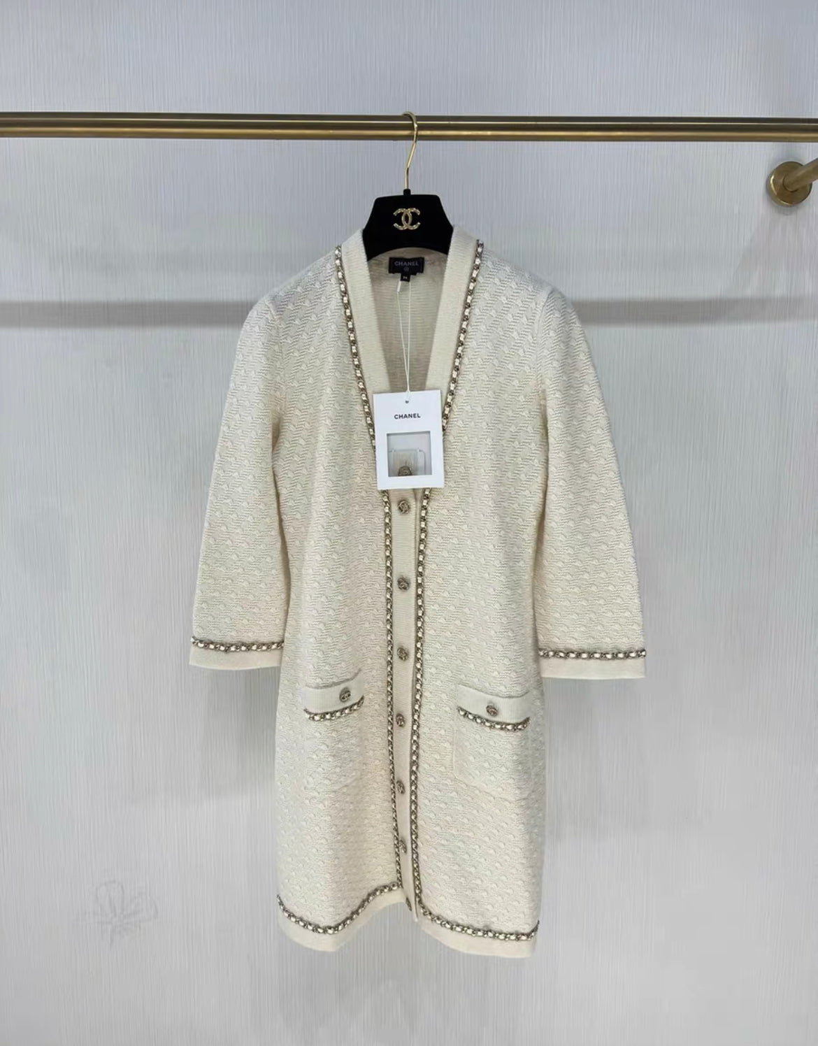 CHANEL 23B CHAIN EMBELLISHED I DRESS size 34