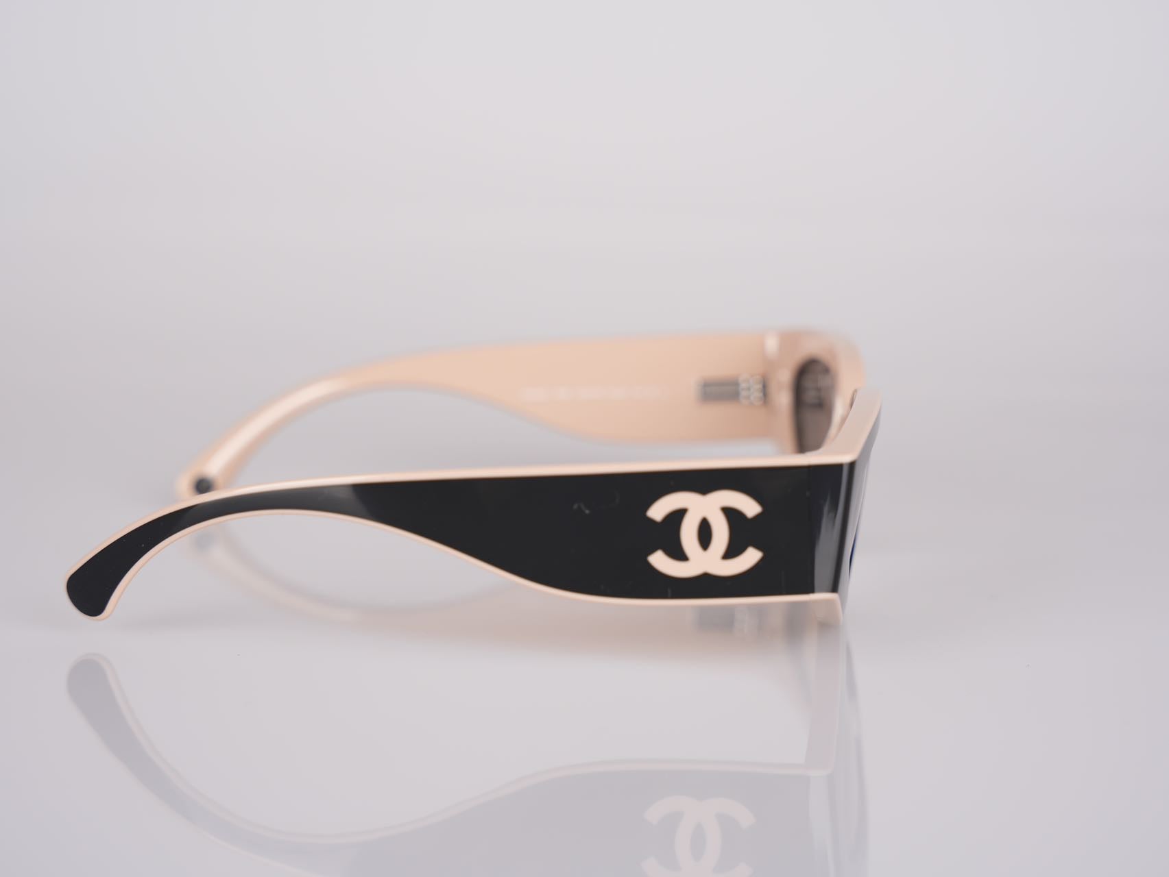 Chanel Cat Eye Sunglasses with CC Logo Black and Beige
