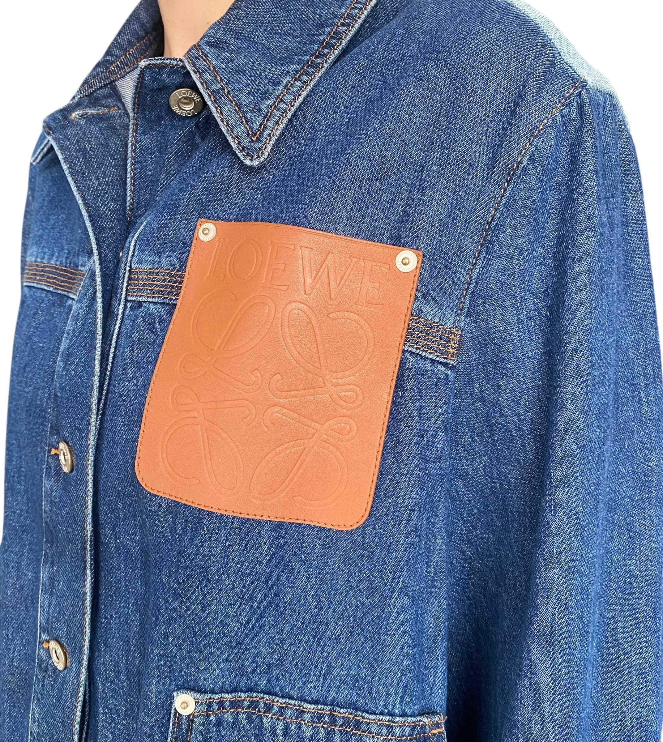 Loewe Blue Denim Anagram Logo Patch Workwear Jacket - 38 / S / US 4