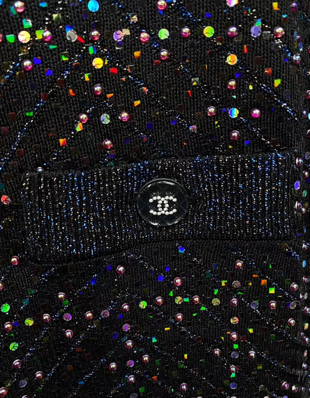 Chanel 21K Black, Silver & Multicolor Viscose Jumpsuit