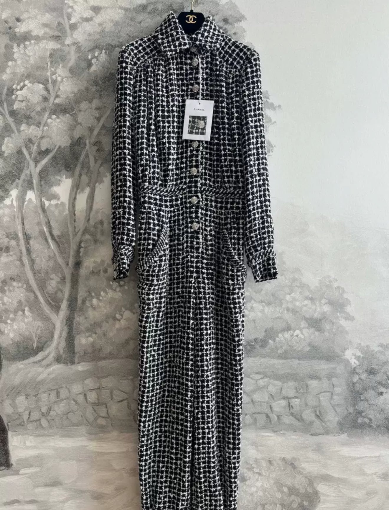 Chanel 23C Black Glittered Tweed Jumpsuit