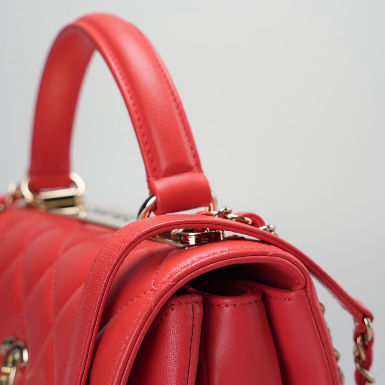Chanel Red Small Trendy CC Bag In Lambskin Leather With Champagne Gold Hardware