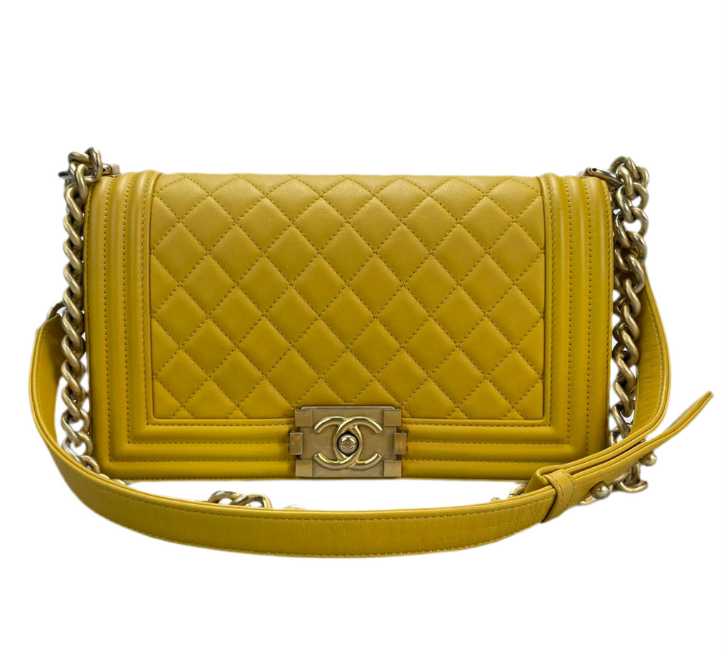 Chanel Le boy Medium in Lemon Yellow Bag with Gold Hardware