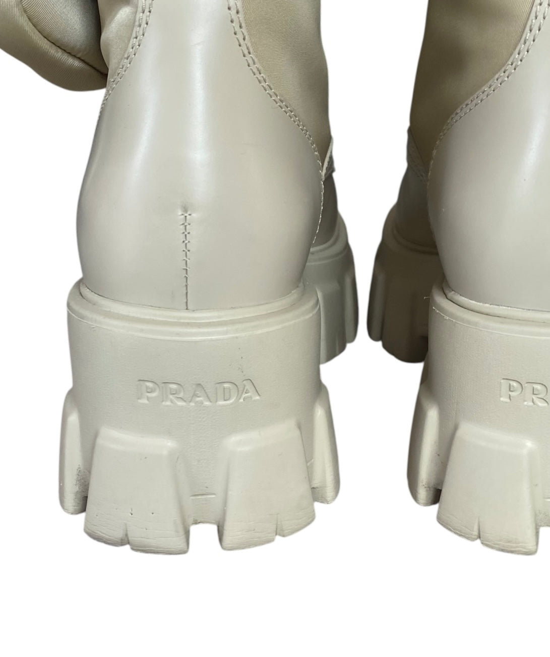 Prada Beige Monolith Re-Nylon Ankle Boots - 37