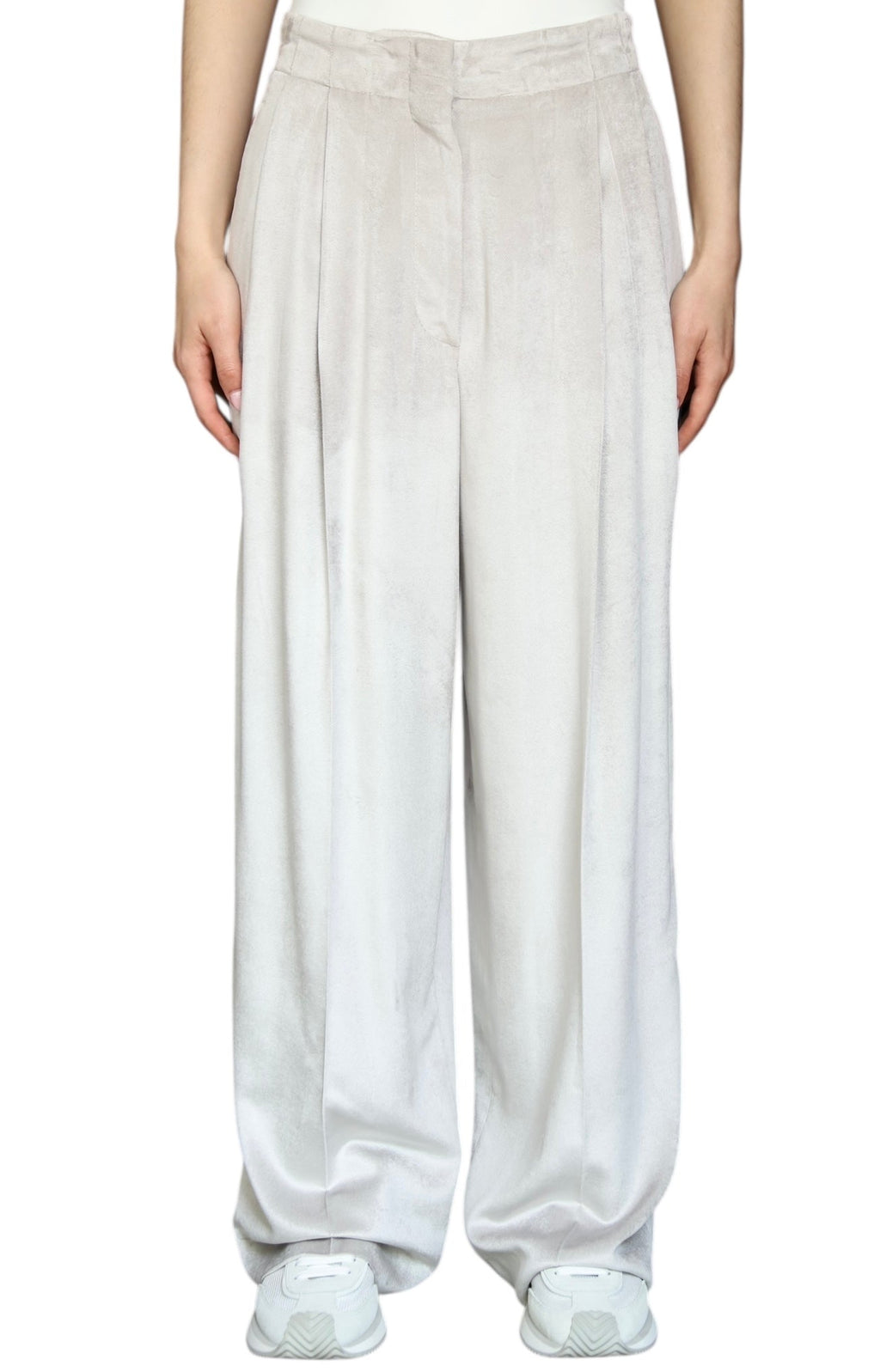 Brunello Cucinelli Beige Wide Leg Velvet Trousers - IT 42 / US 6