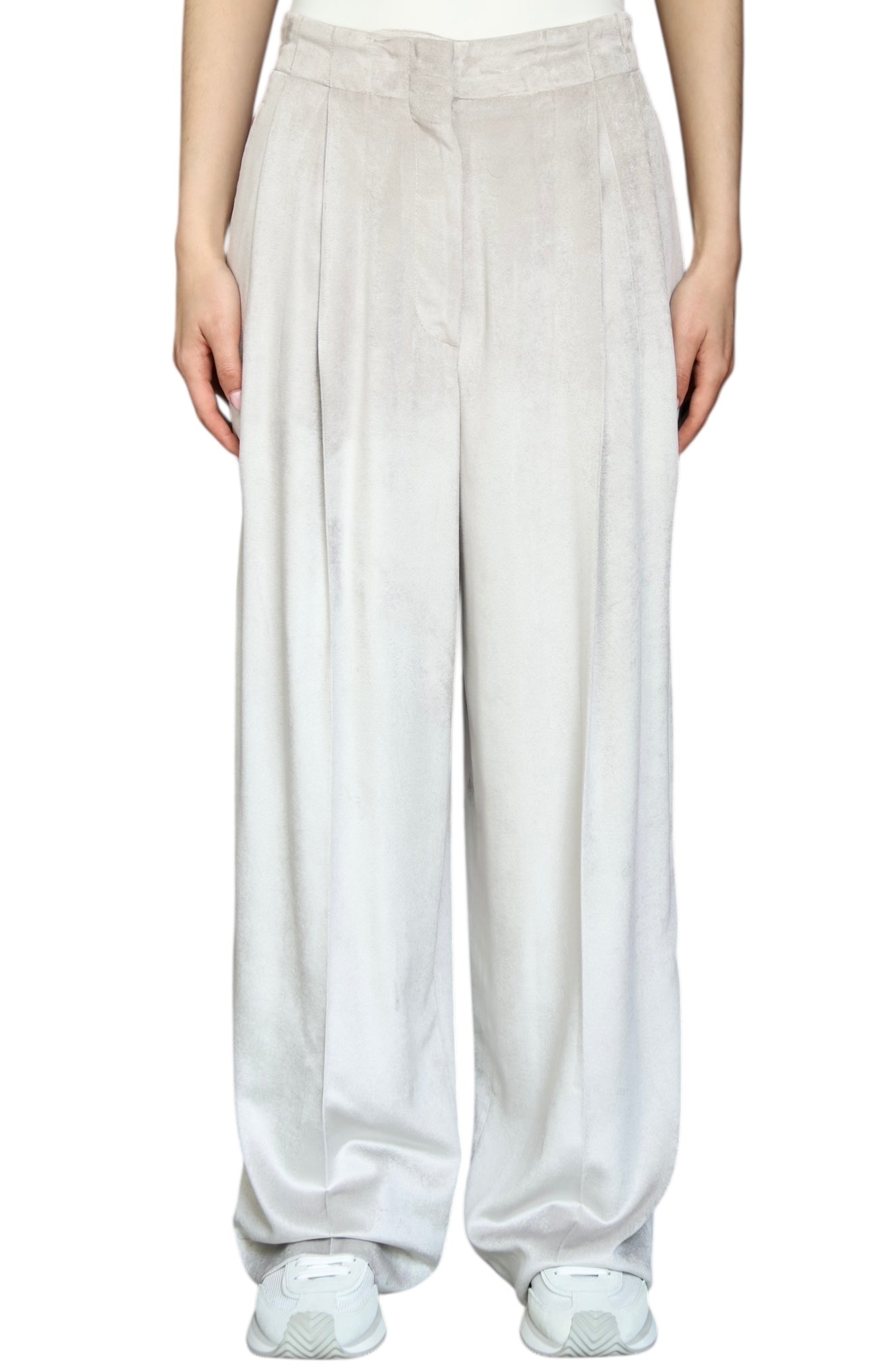 Brunello Cucinelli Beige Wide Leg Velvet Trousers - IT 42 / US 6