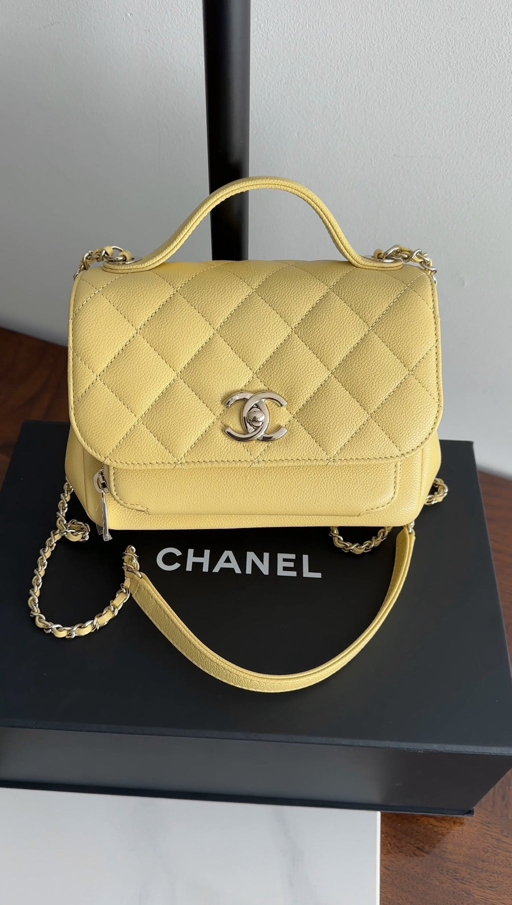 Chanel Yellow Caviar Quilted Small / Mini Business Affinity Flap Clutch Bag