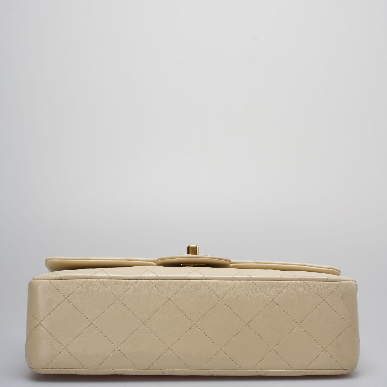 Chanel Vintage Small Classic Double Flap Bag in Beige with 24K Gold Hardware