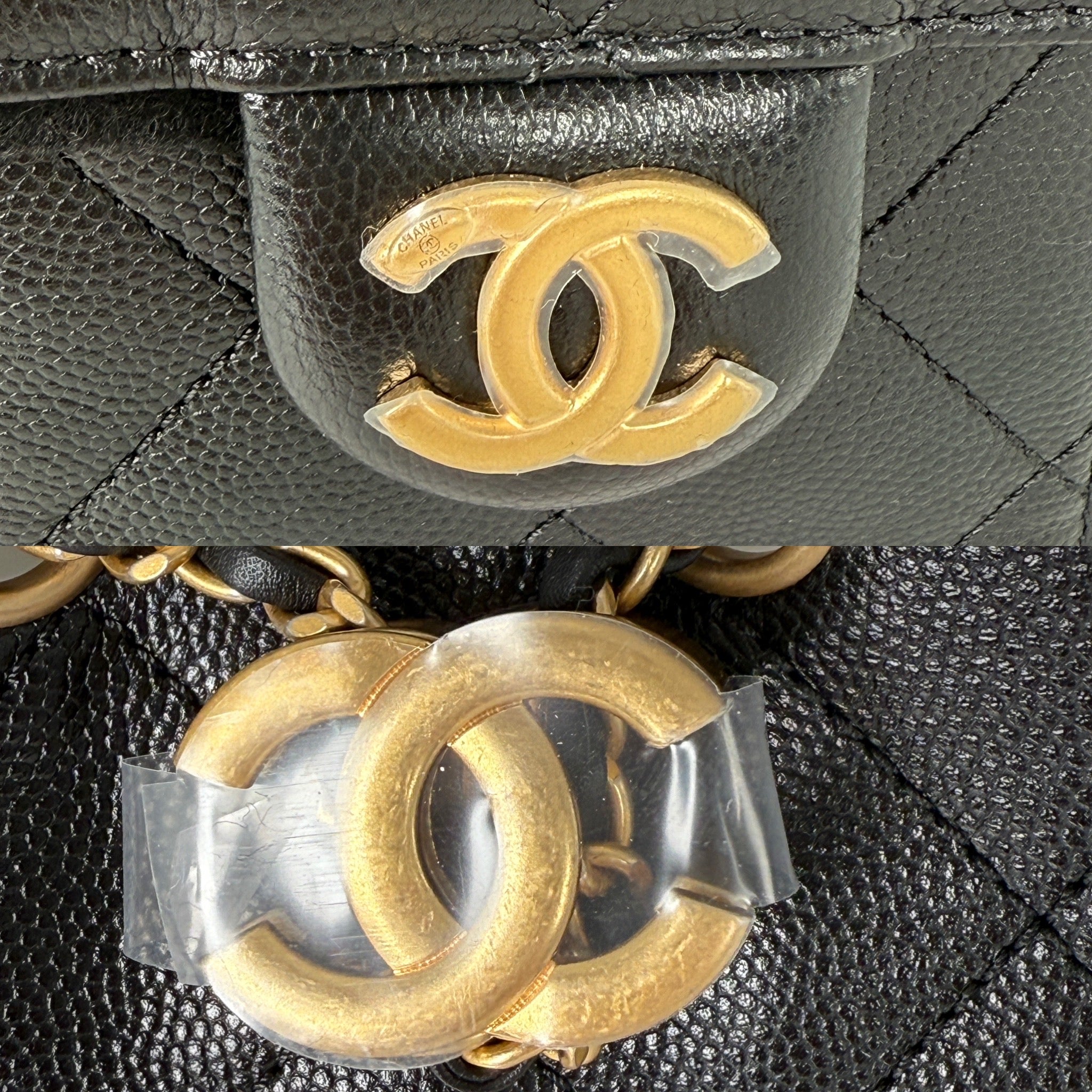 CHANEL 25 Mini Black Quilted Caviar Leather Shoulder Bag New with tag