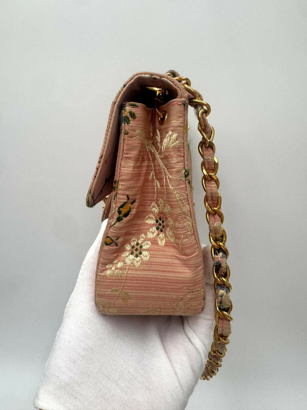 Chanel Vintage Pink Brocade Mini Square
