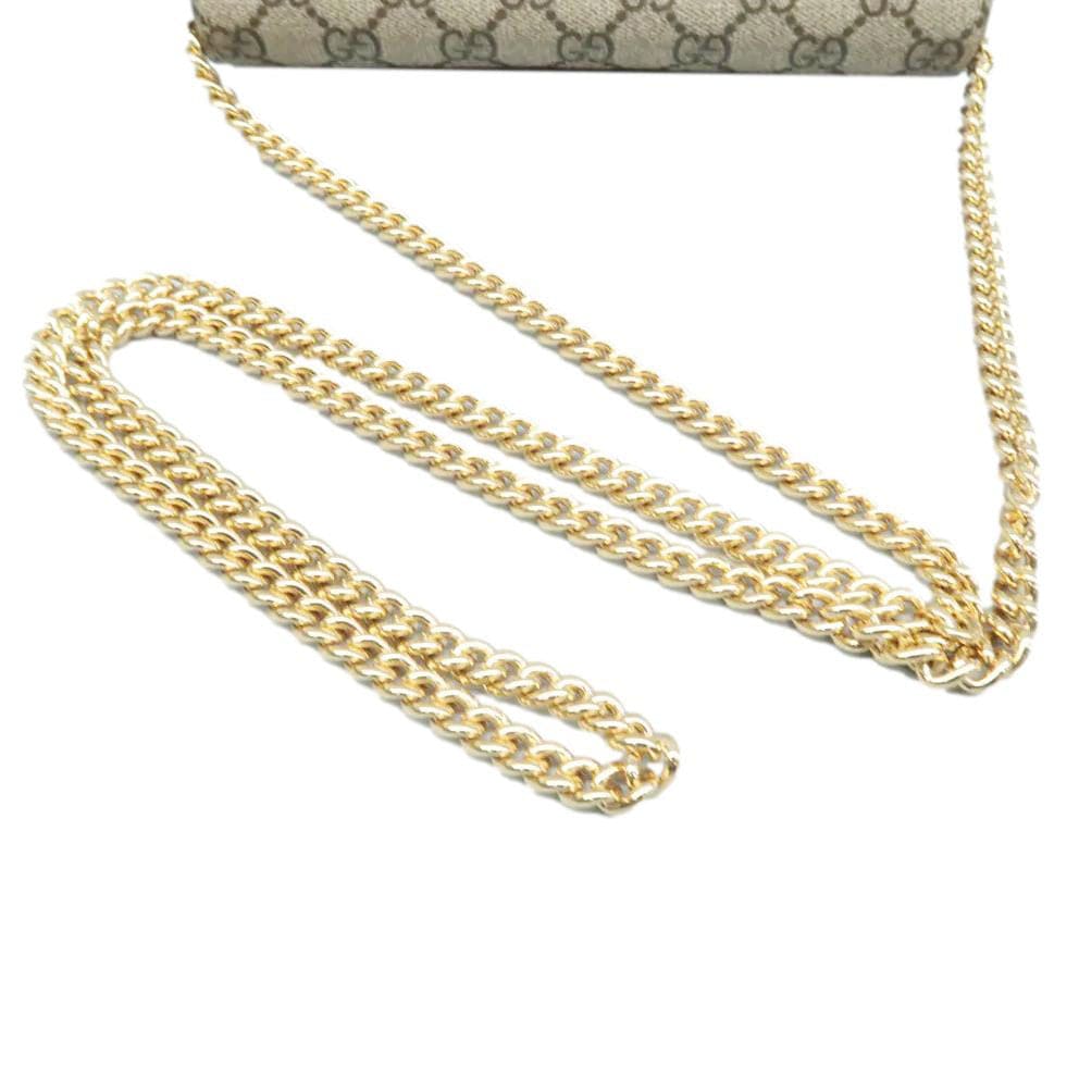 Gucci Heart Chain Wallet GG Supreme Monogram Canvas Crossbody Bag Beige