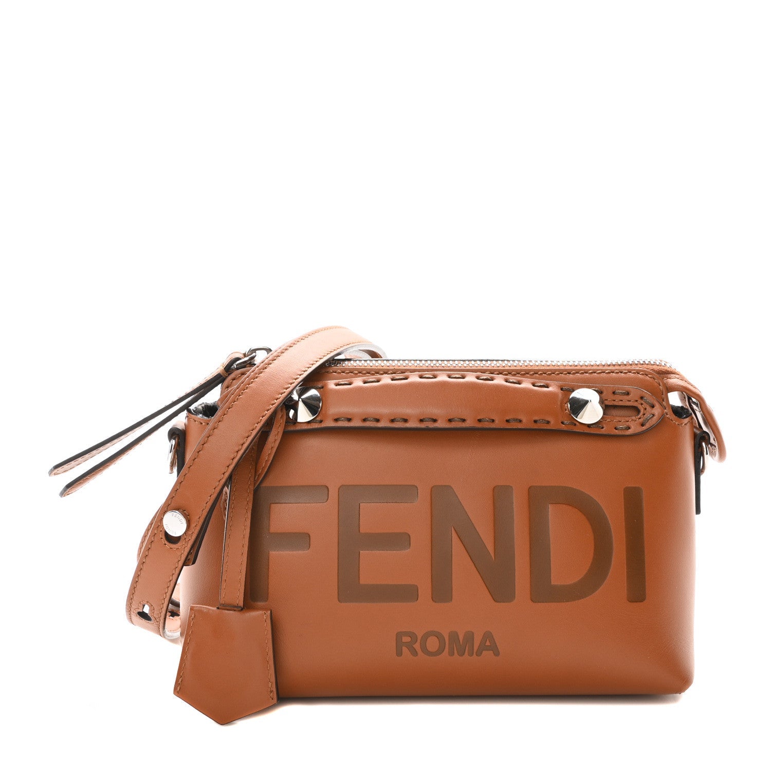Vitello King Logo Embossed Mini By The Way Boston Bag Cuoio