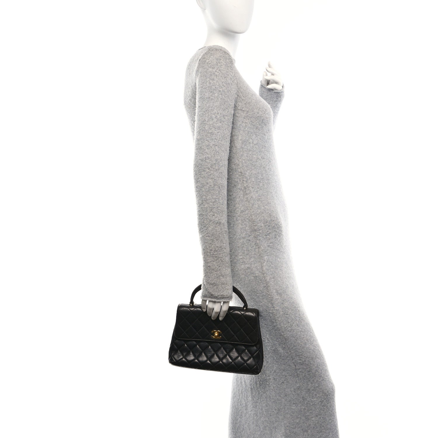Lambskin Quilted Medium Kelly Flap Bag Black