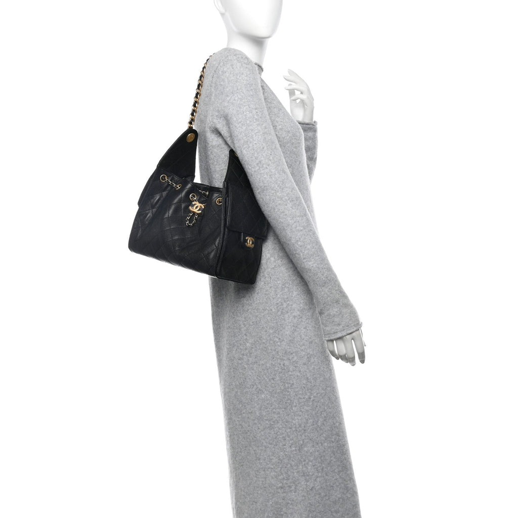 Caviar Quilted Small Chanel 25 Handbag Black