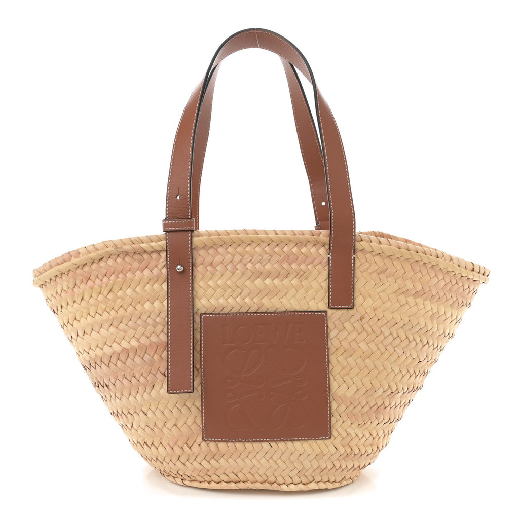 Raffia Medium Basket Tote Bag Natural Tan
