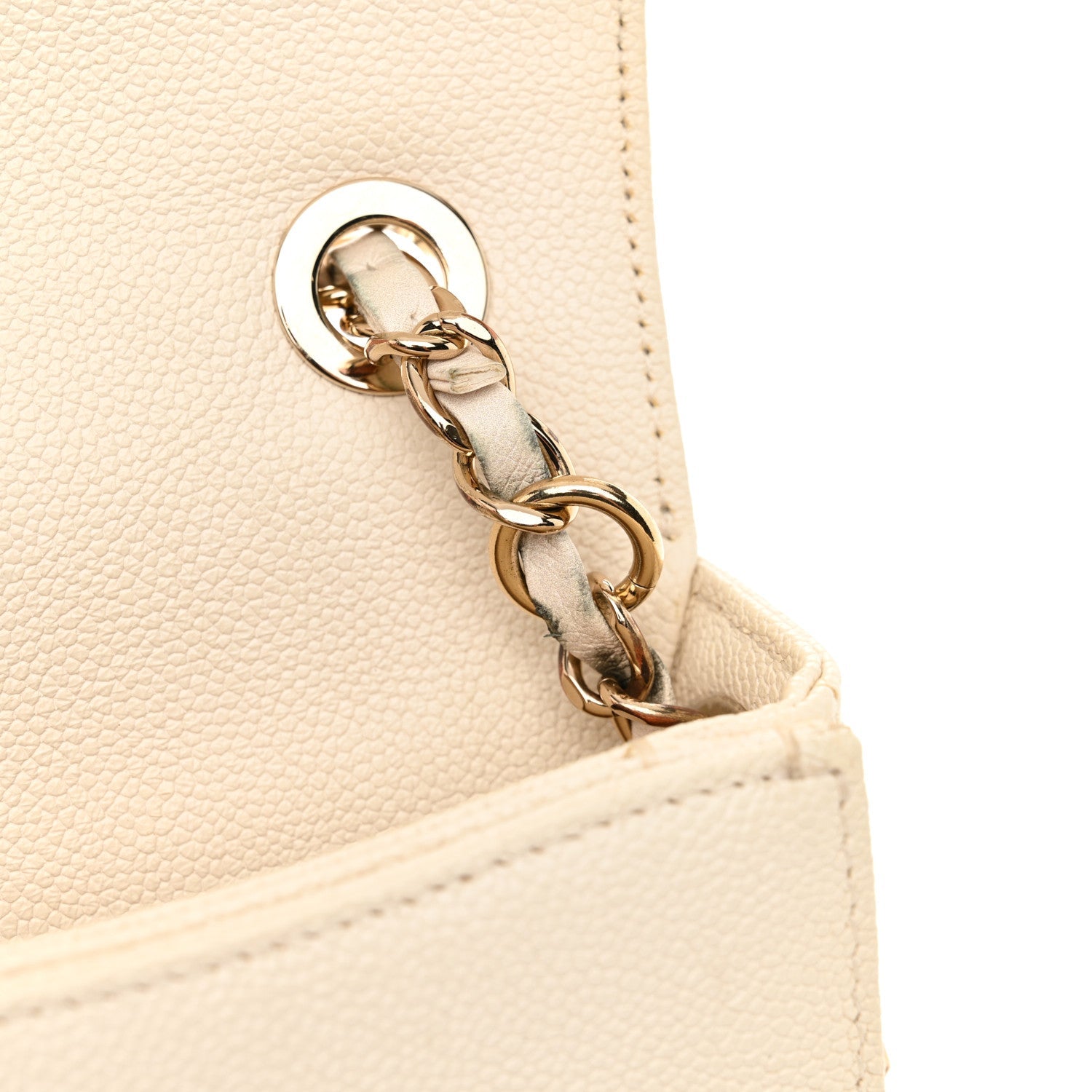 Grained Calfskin Quilted Small Cuba Top Handle Flap White