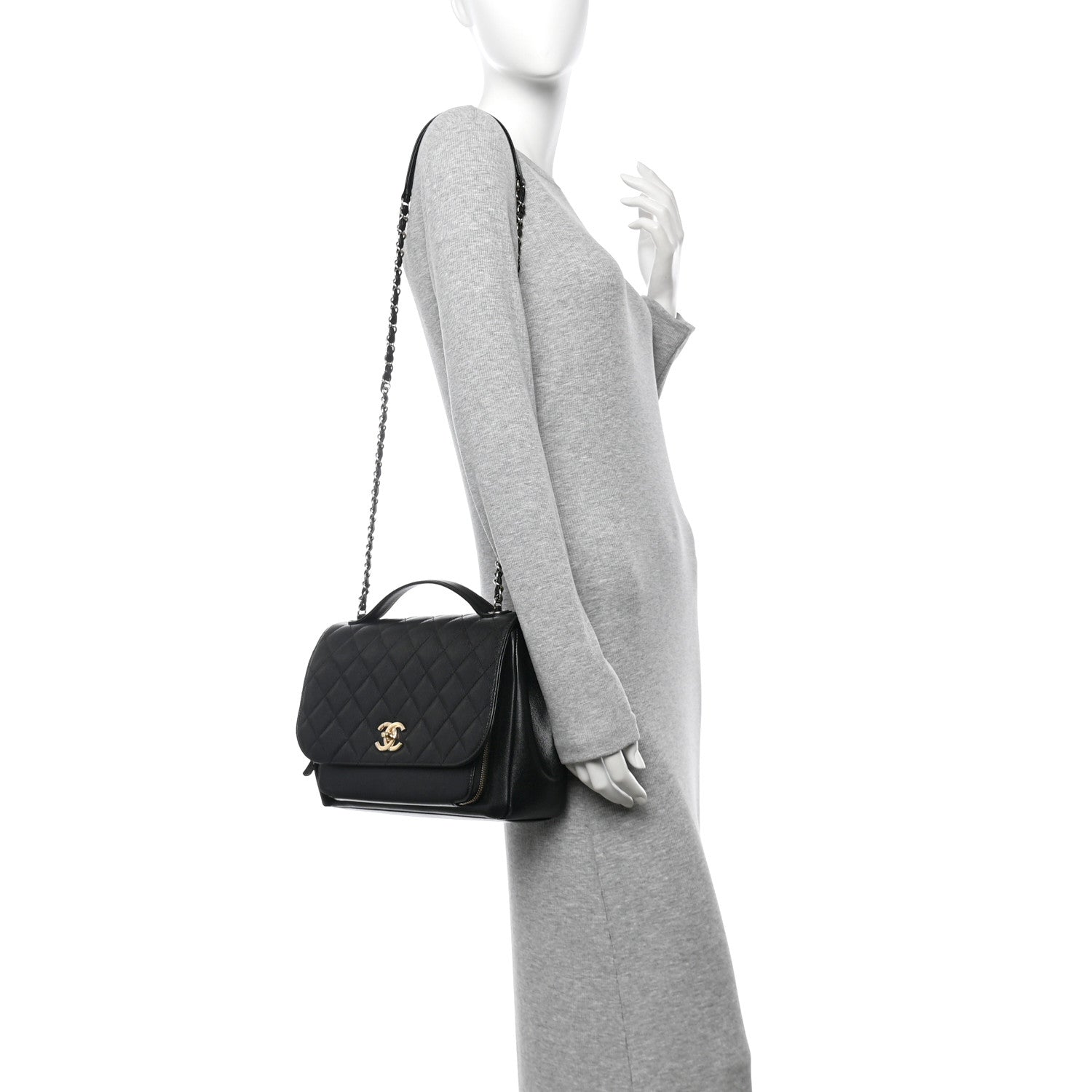 Caviar Quilted Large Business Affinity Flap Black
