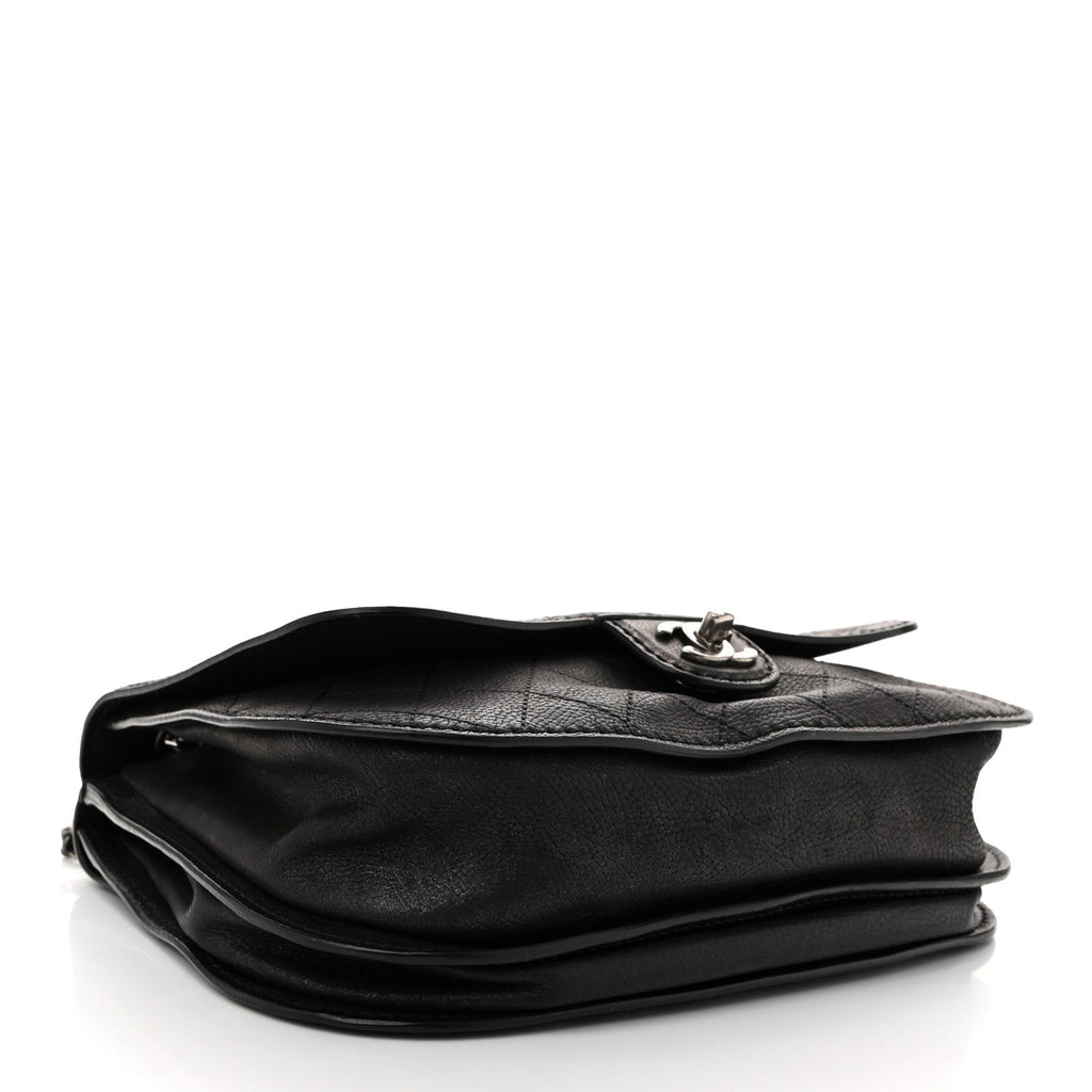 Calfskin Coco Twin Large Flap Black