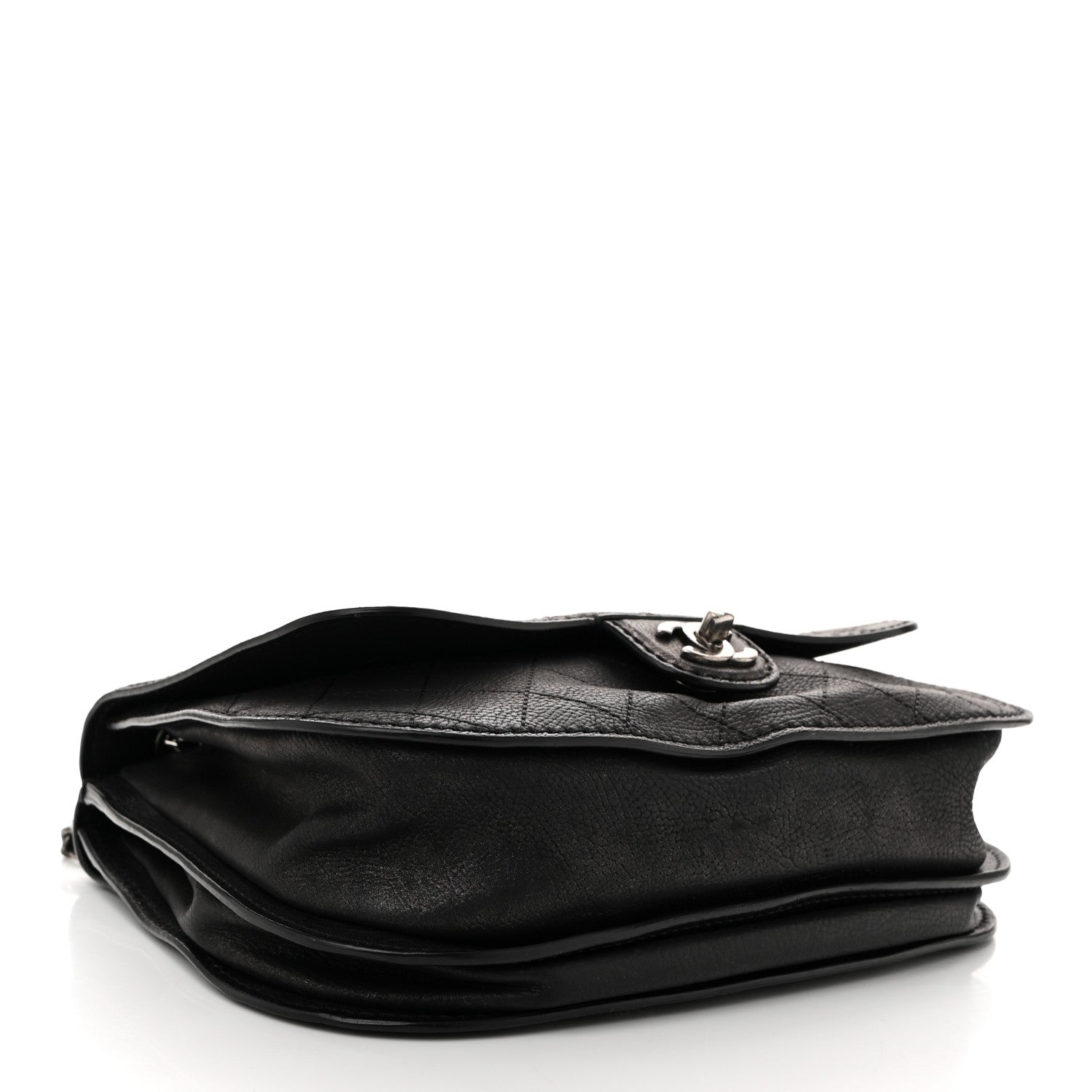 Calfskin Coco Twin Large Flap Black