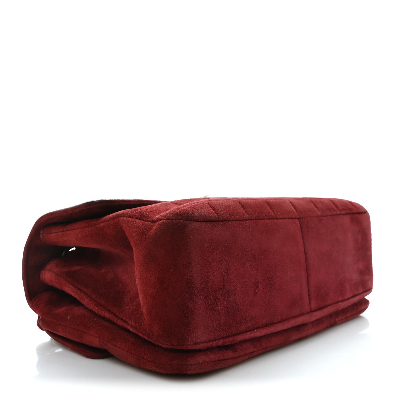 Suede Chocolate Bar Mademoiselle Flap Dark Red