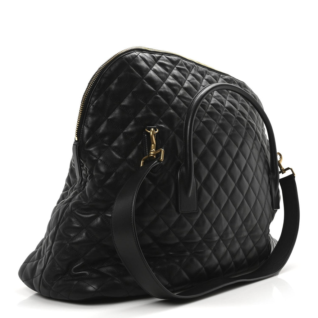 Calfskin Quilted ES Giant Travel Bag Black