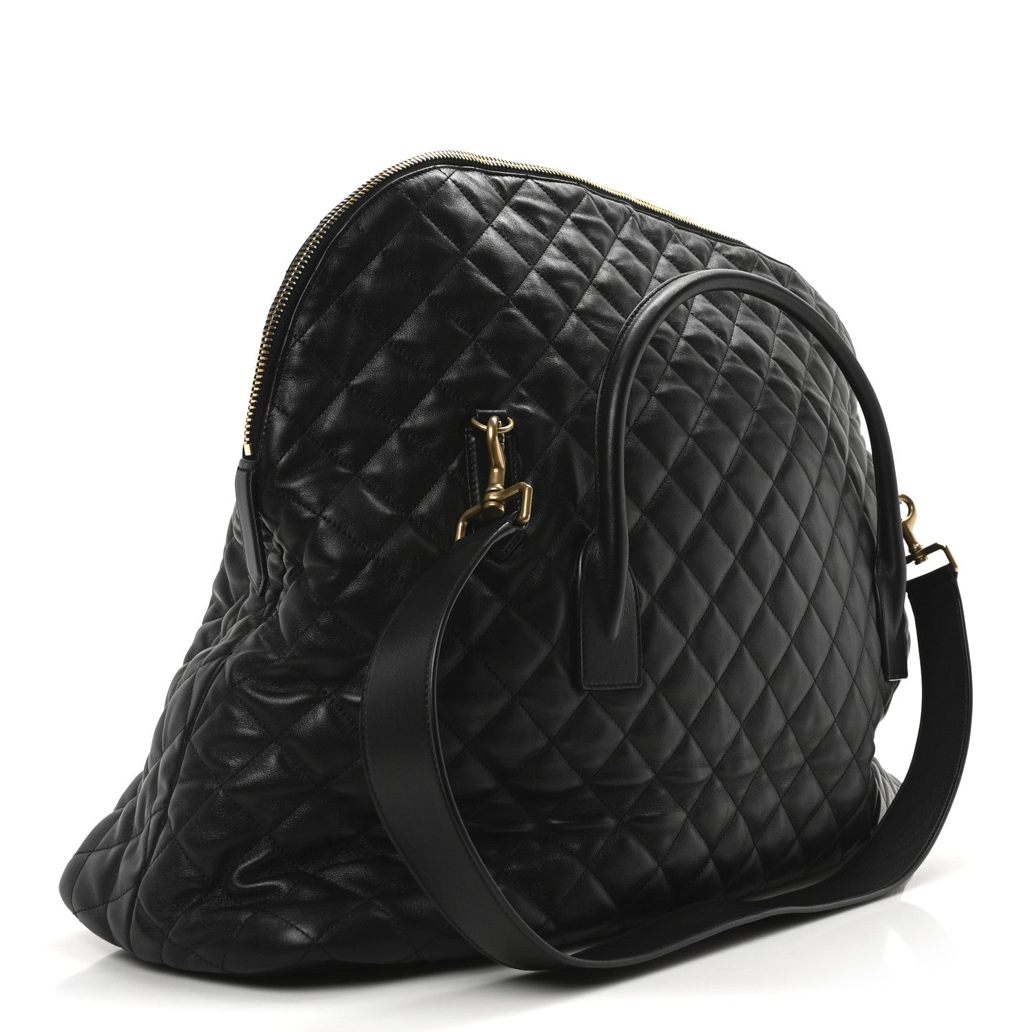 Calfskin Quilted ES Giant Travel Bag Black