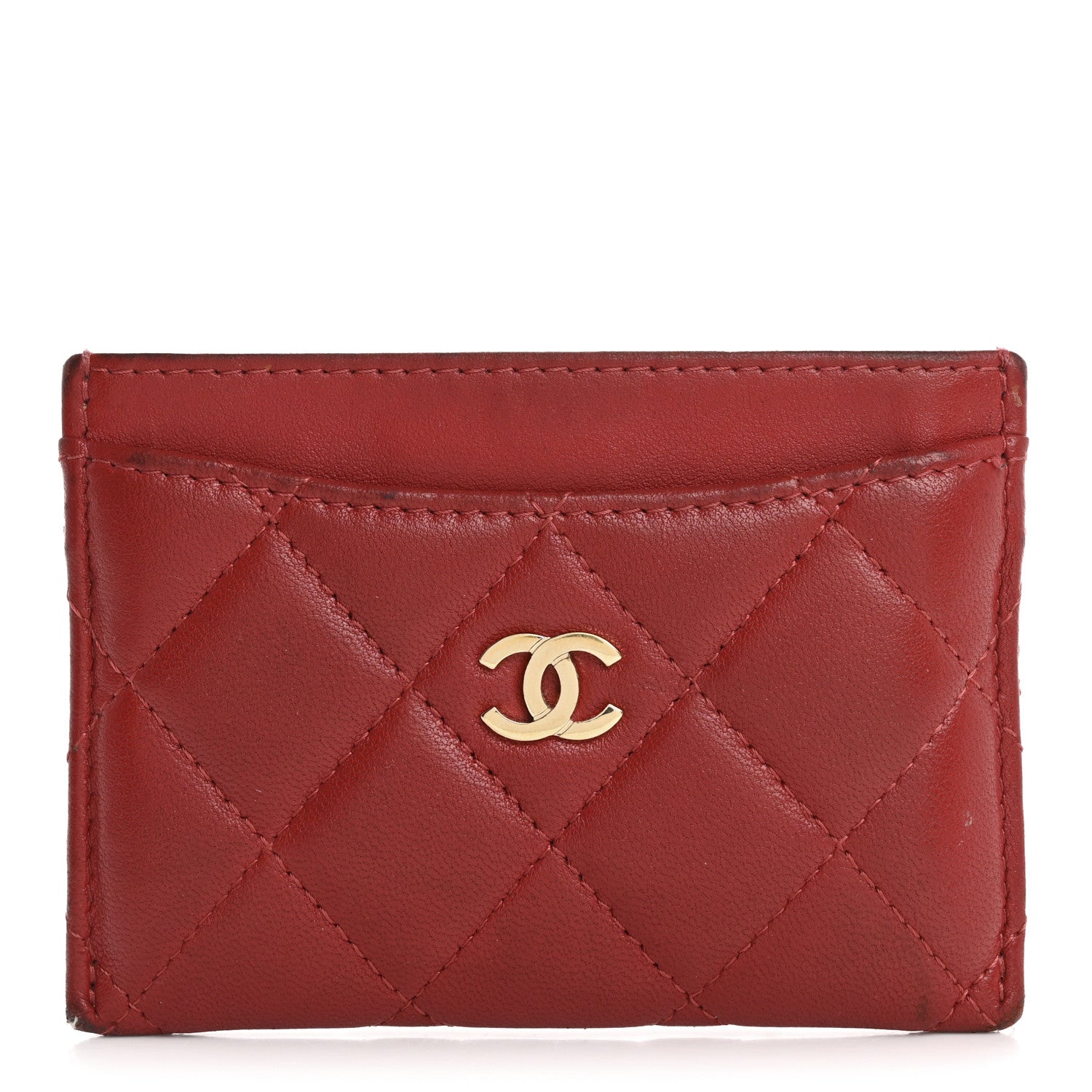 Lambskin Quilted  Holder Red