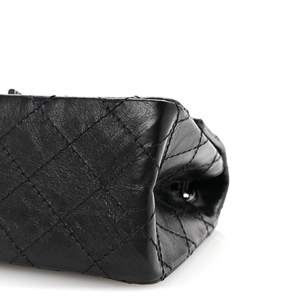Aged Calfskin Quilted 2.55 Reissue Mini Flap So Black