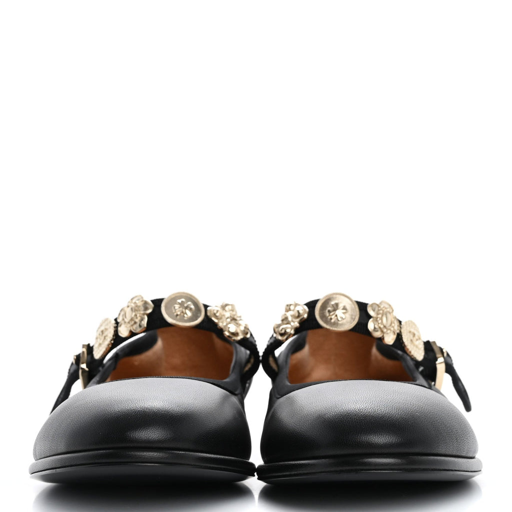 Lambskin Charm Mary Jane Flats 39 Black