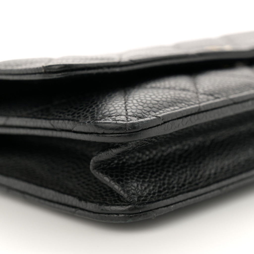 Caviar Quilted Wallet on Chain WOC Black