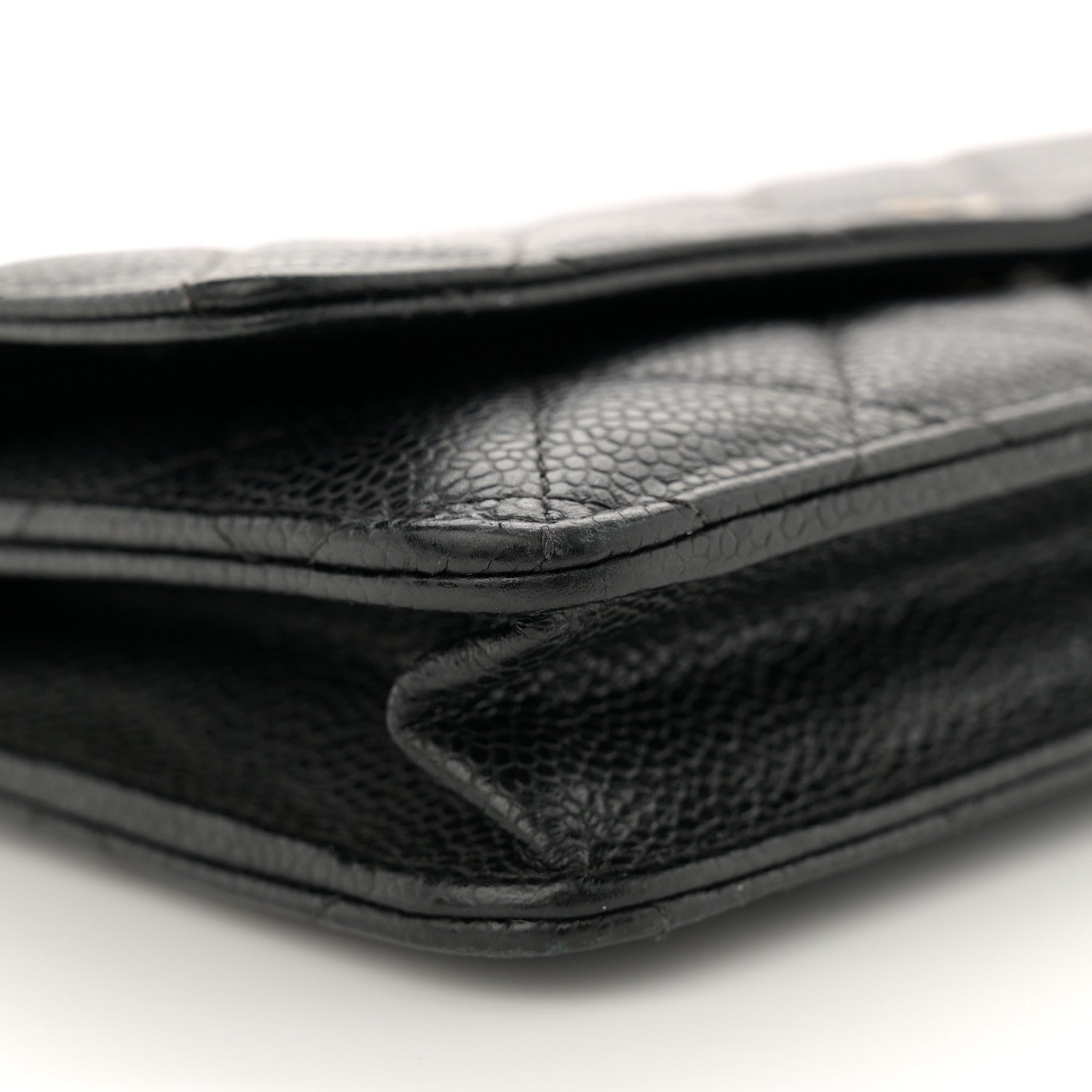 Caviar Quilted Wallet on Chain WOC Black
