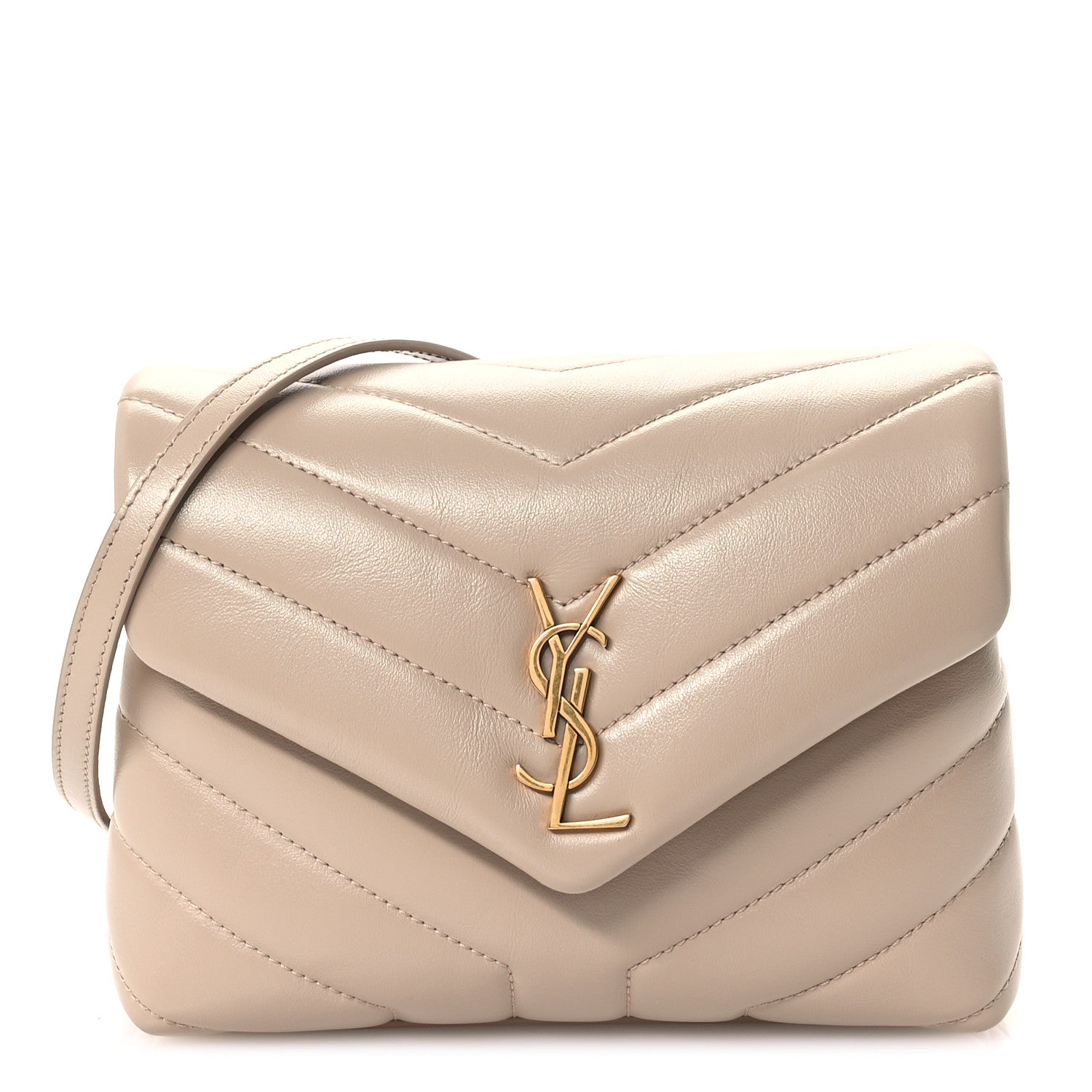 Calfskin Y Quilted Monogram Toy Loulou Crossbody Bag Dark Beige