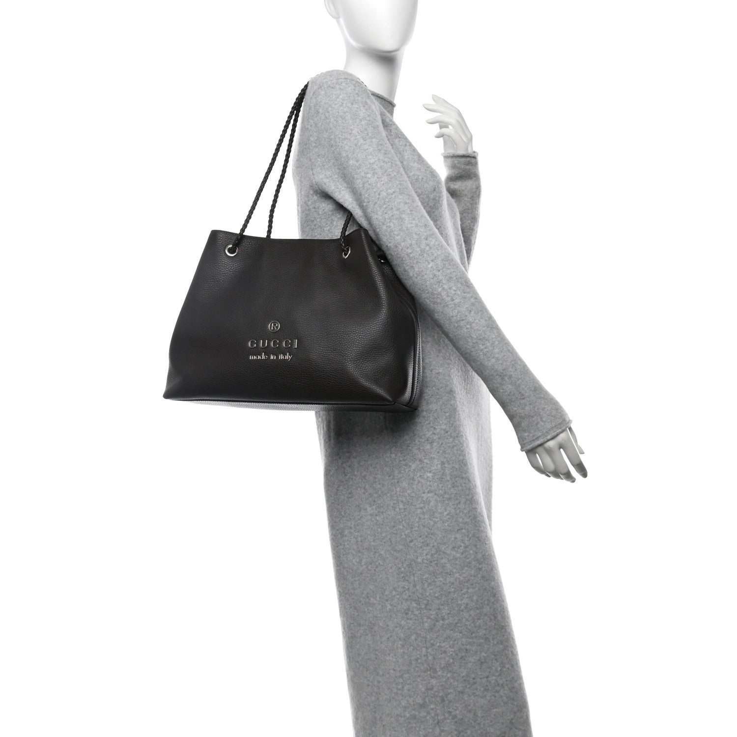 Calfskin Medium Braided Handle Gifford Tote Dark Brown