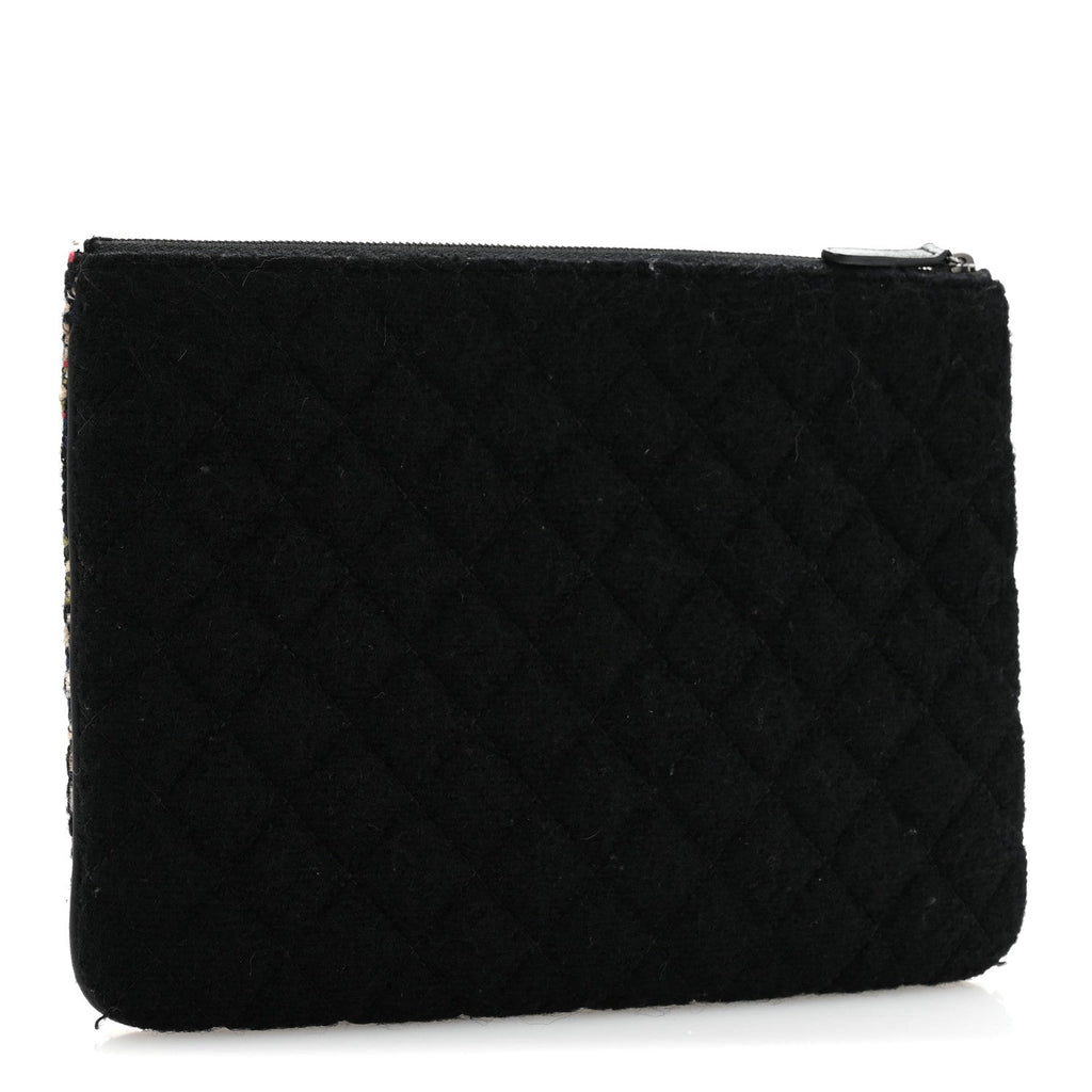 Tweed Quilted Medium Cosmetic Case Black